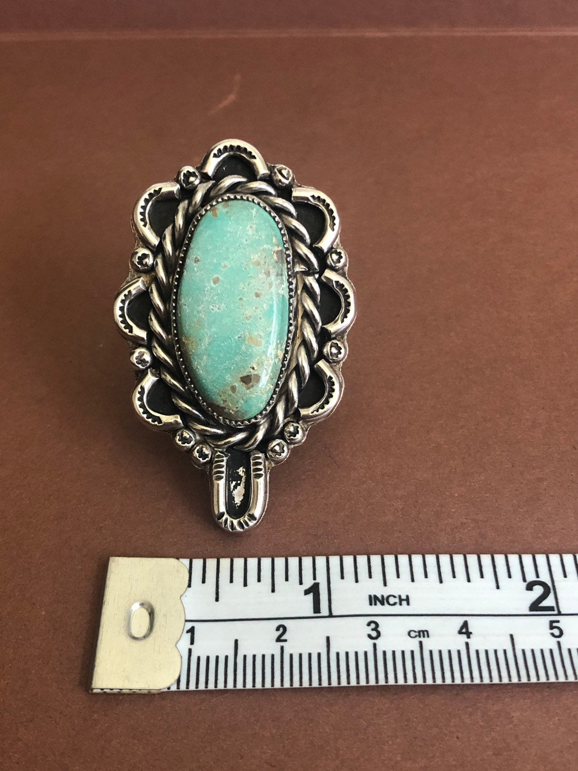 Vtg Native Old Pawn Southwestern Turquoise Handmade Sterling Silver Ring Sz 8