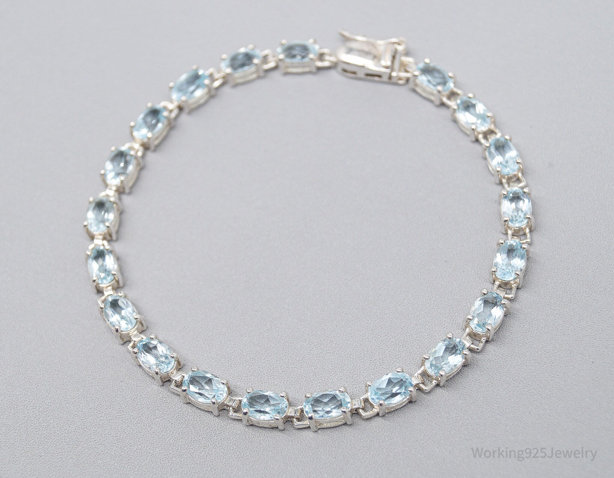 Vintage Ross Simons Blue Topaz Sterling Silver Bracelet 7 3/8"