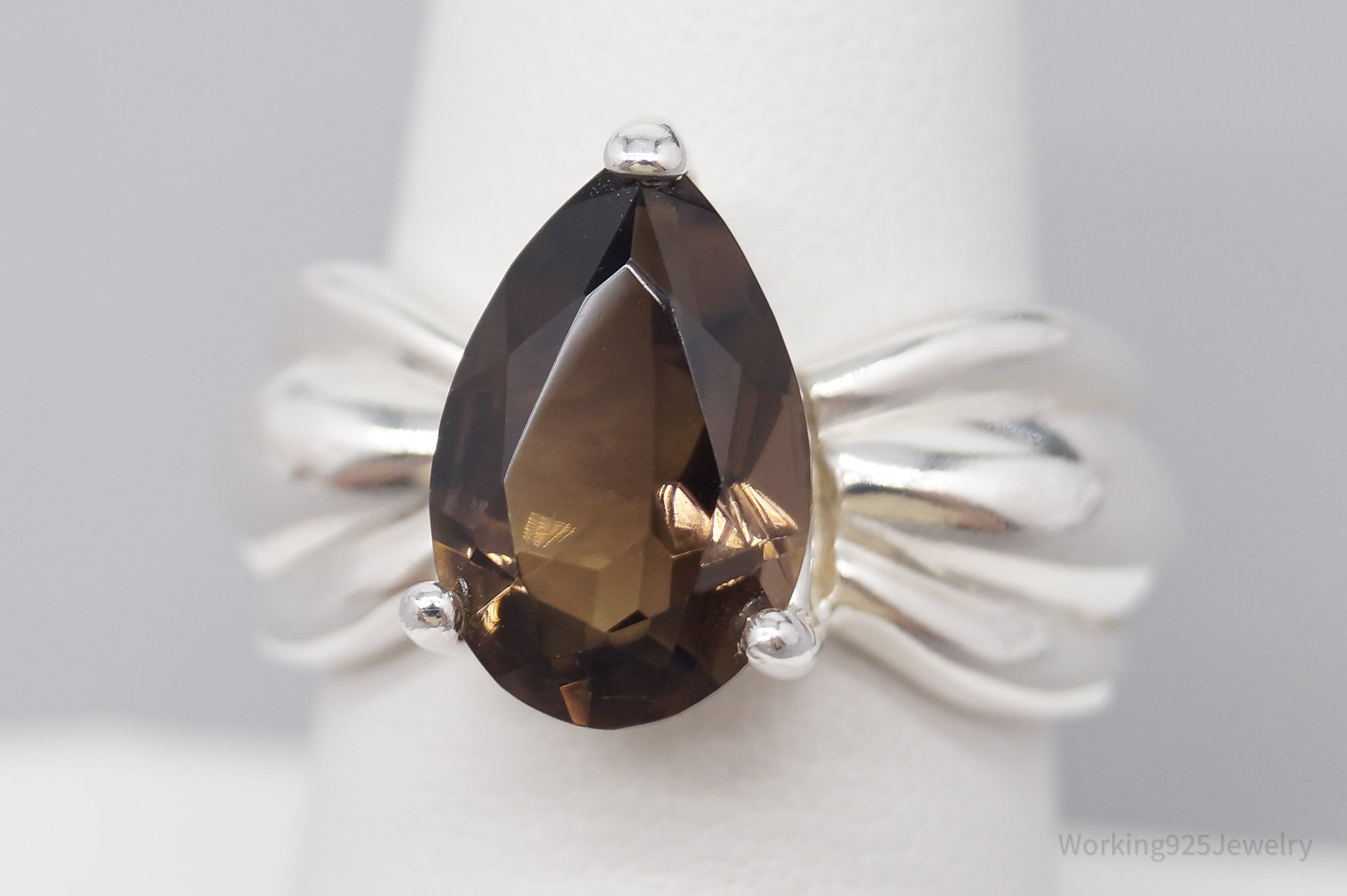 Vintage UTC Large Smoky Topaz Sterling Silver Ring Size 8