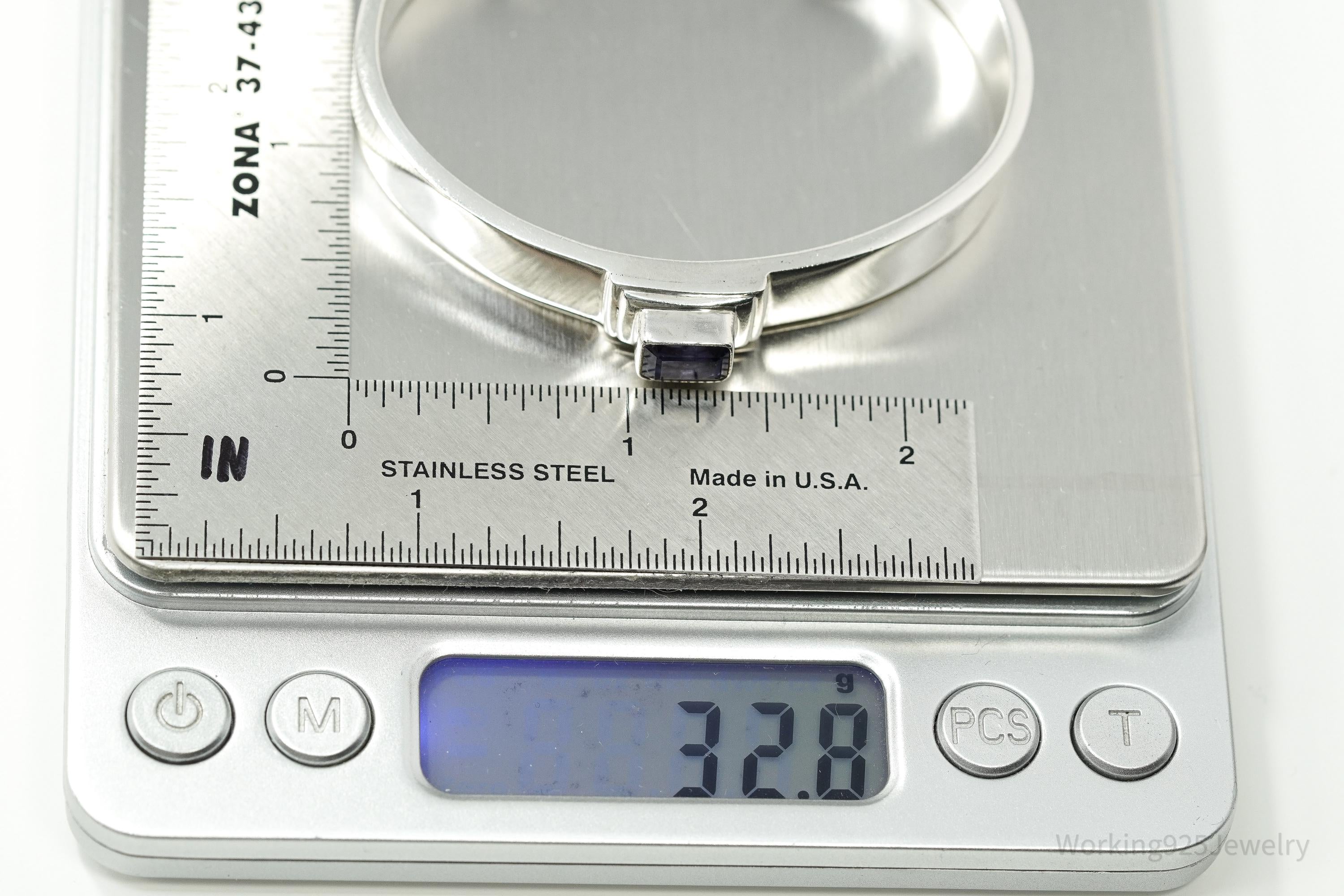 Vintage Baroni Designs Iolite Sterling Silver Cuff Bracelet 6 3/8"