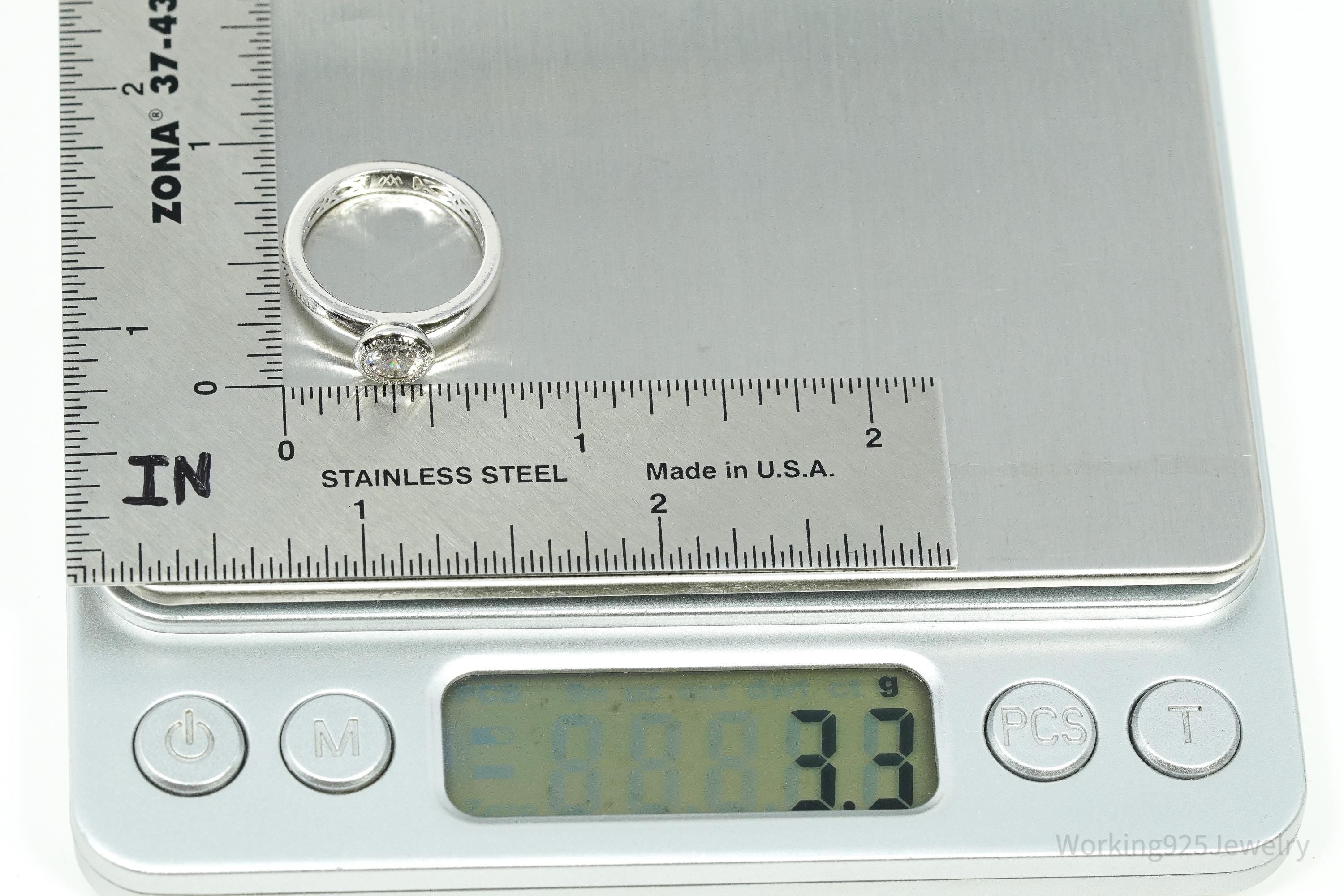 PAJ Cubic Zirconia Rhodium Over Sterling Silver Ring - Size 5