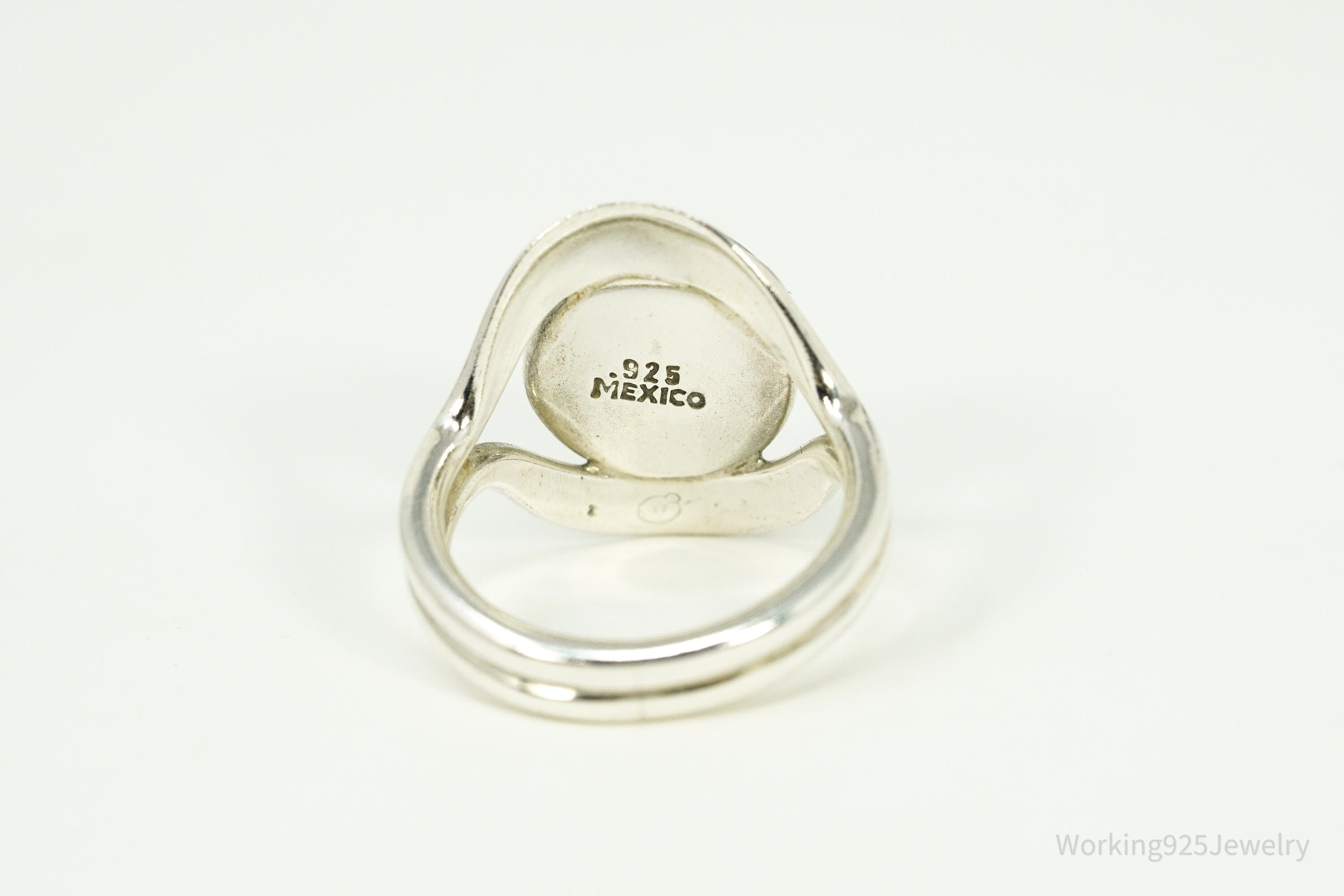 Vintage Mexico Lapis Lazuli Modernist Style Sterling Silver Ring Size 8.25