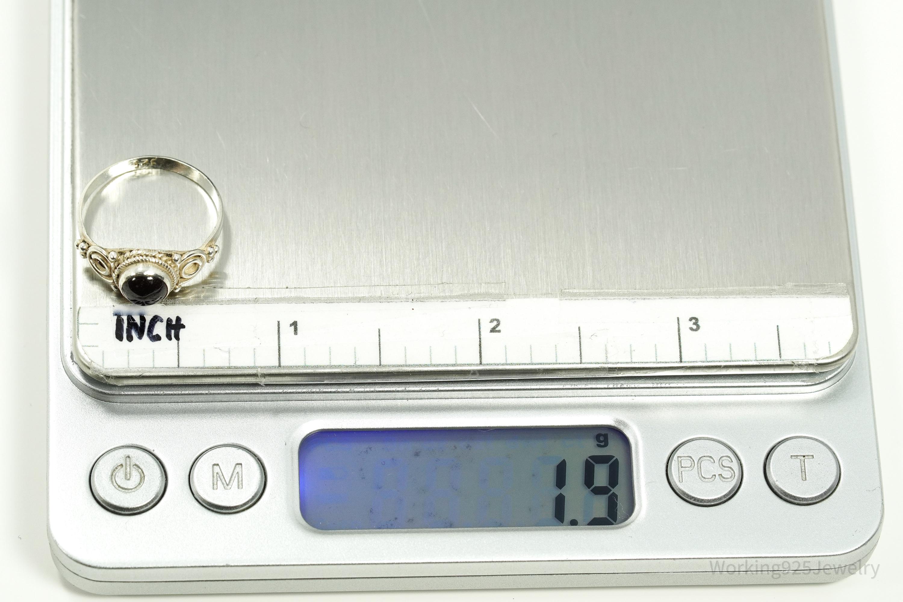 Vintage Rhodolite Garnet Sterling Silver Ring Size 7.25