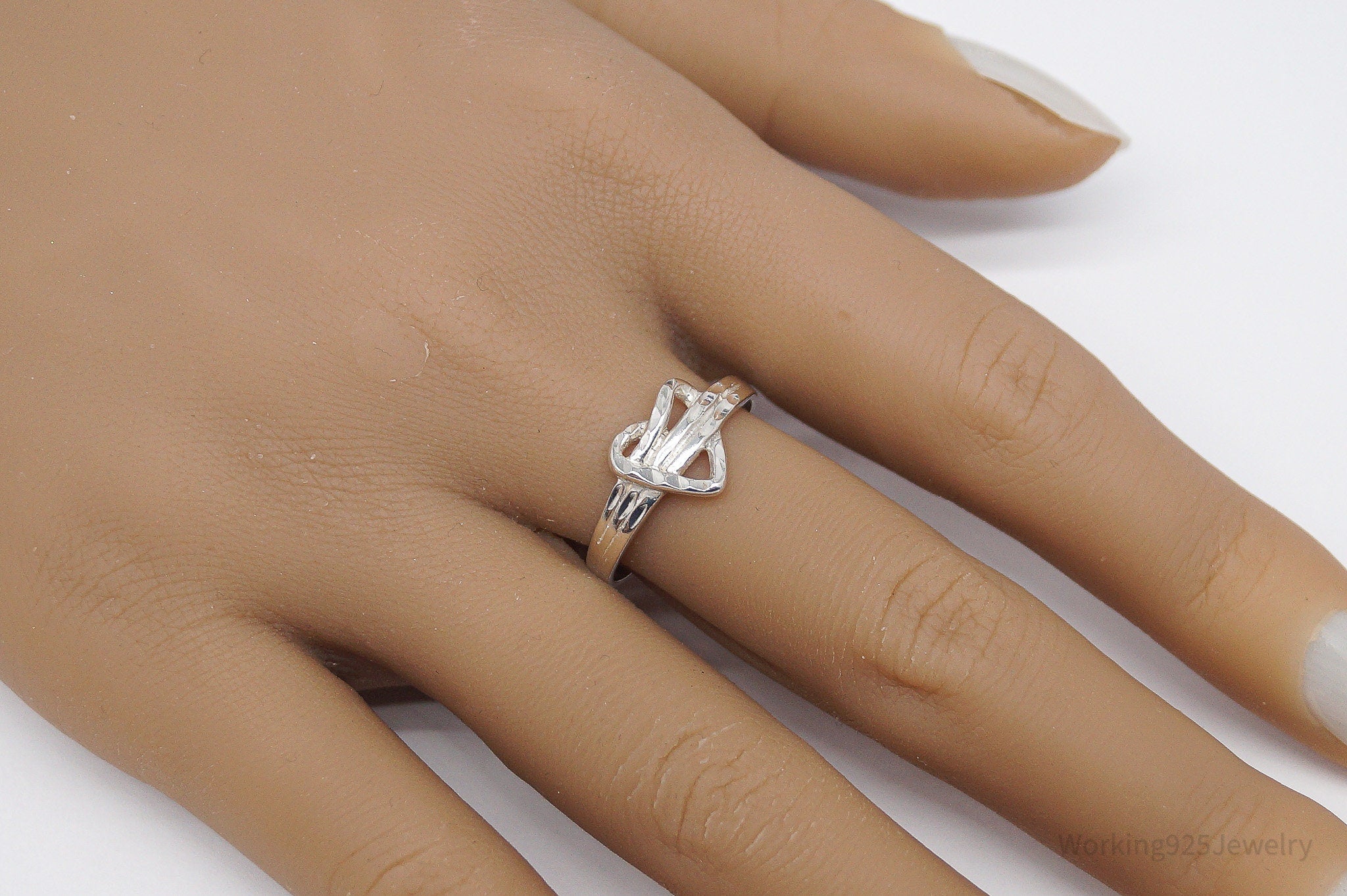 Vintage Heart Sterling Silver Ring - Size 9