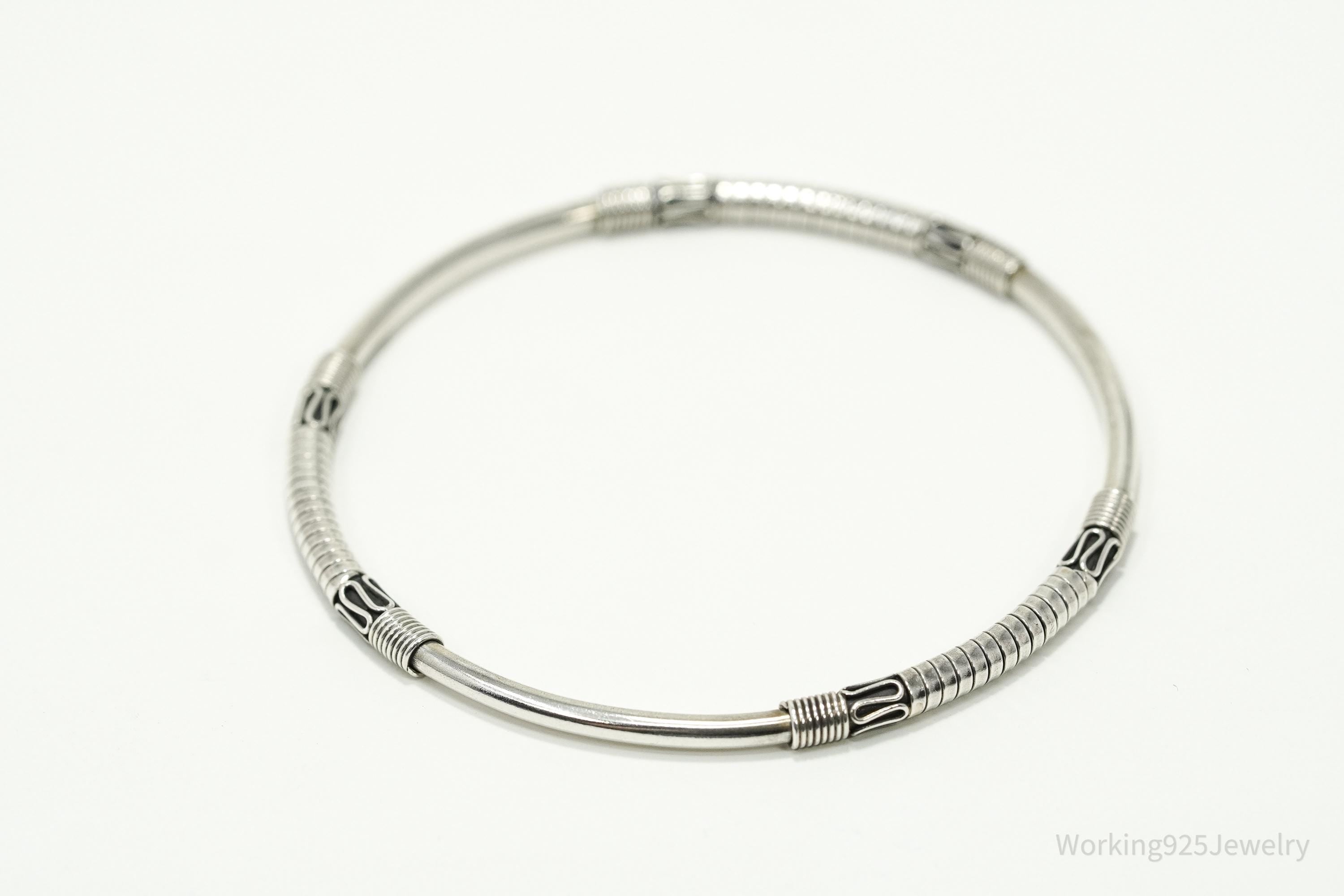 Vintage Designer BA Suarti Sterling Silver Bangle Bracelet 7 7/8"