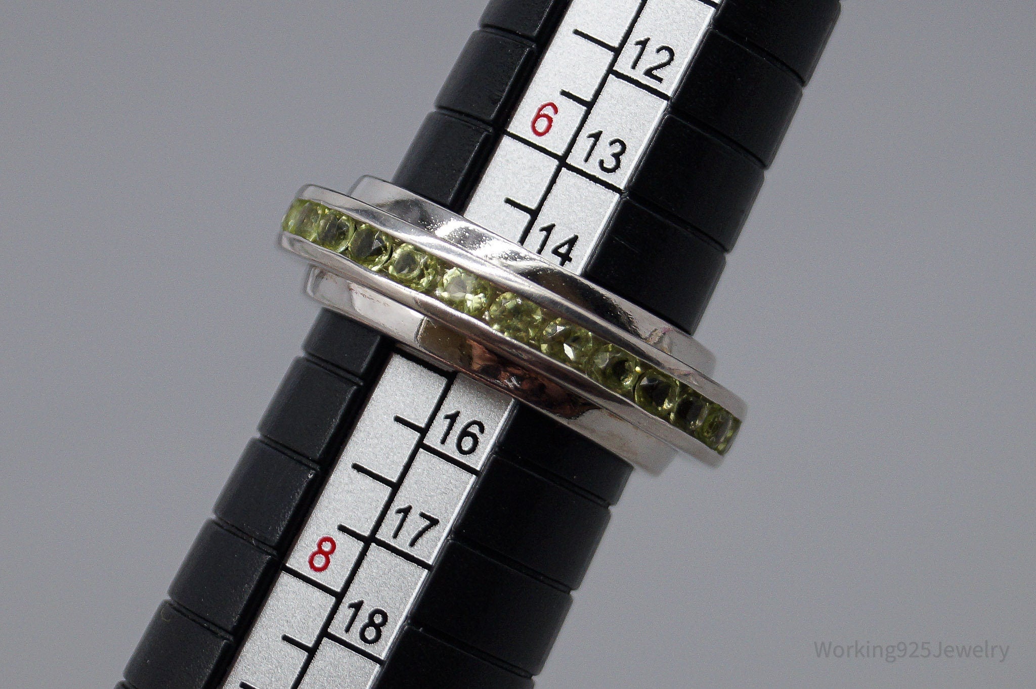 Vintage Peridot Sterling Silver Spinner Band Ring - Size 6.75