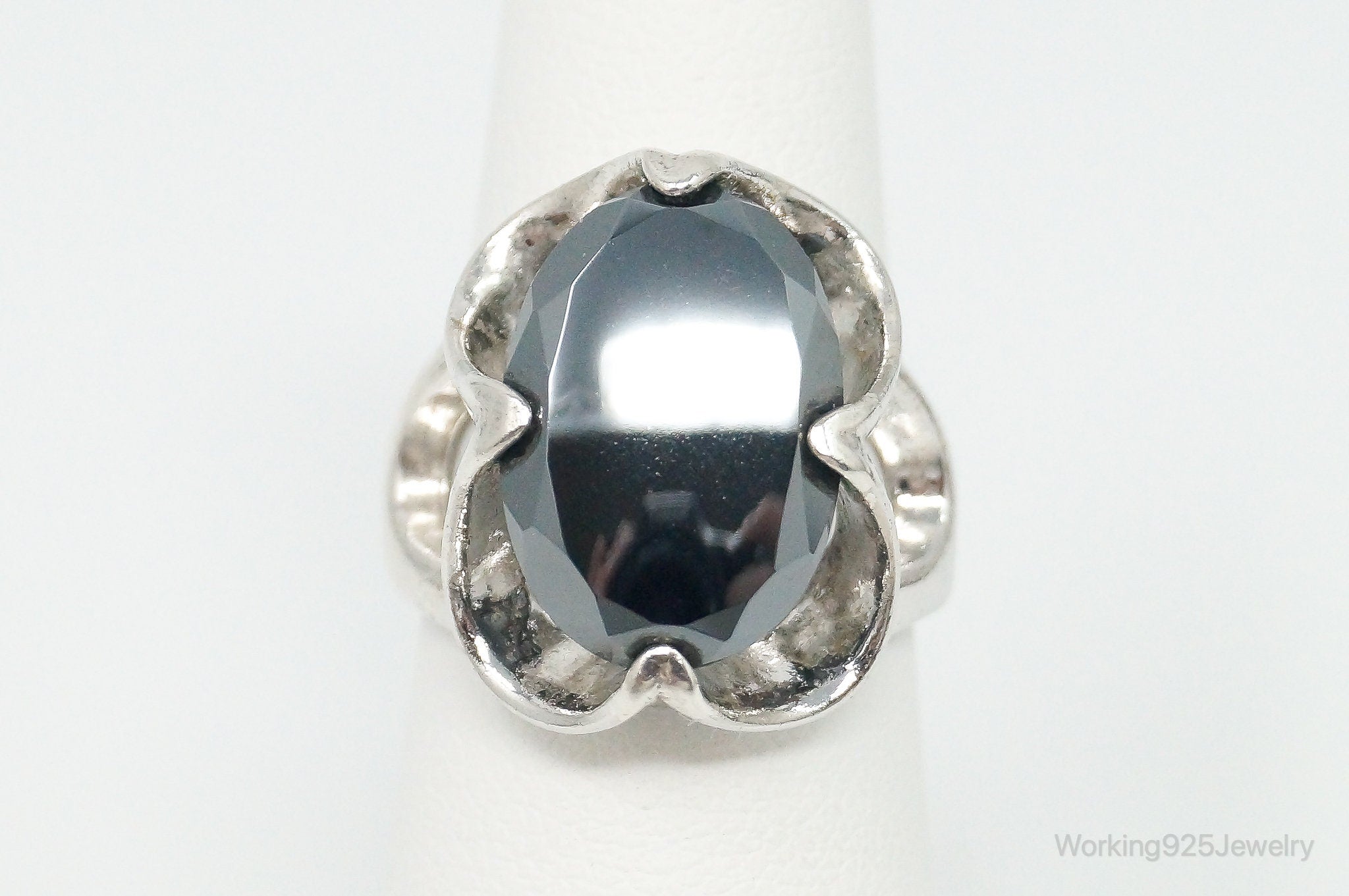 Vintage Wheeler Manufacturing Co Hematite Sterling Silver Ring - Size 6