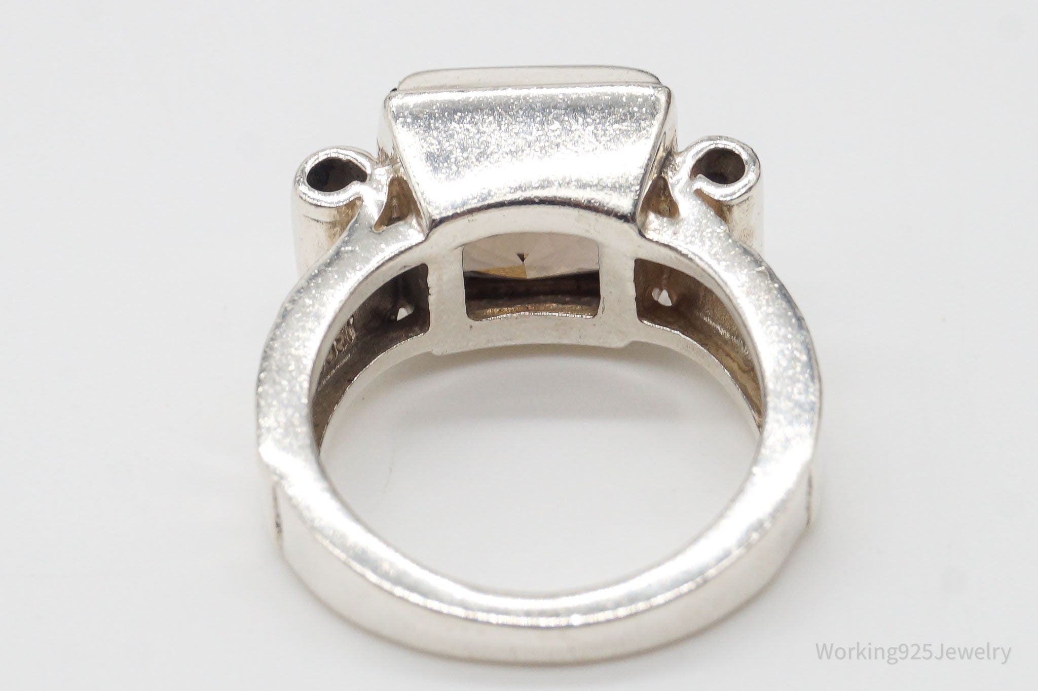 Vintage Large Smoky Topaz Sterling Silver Ring - Size 5.75