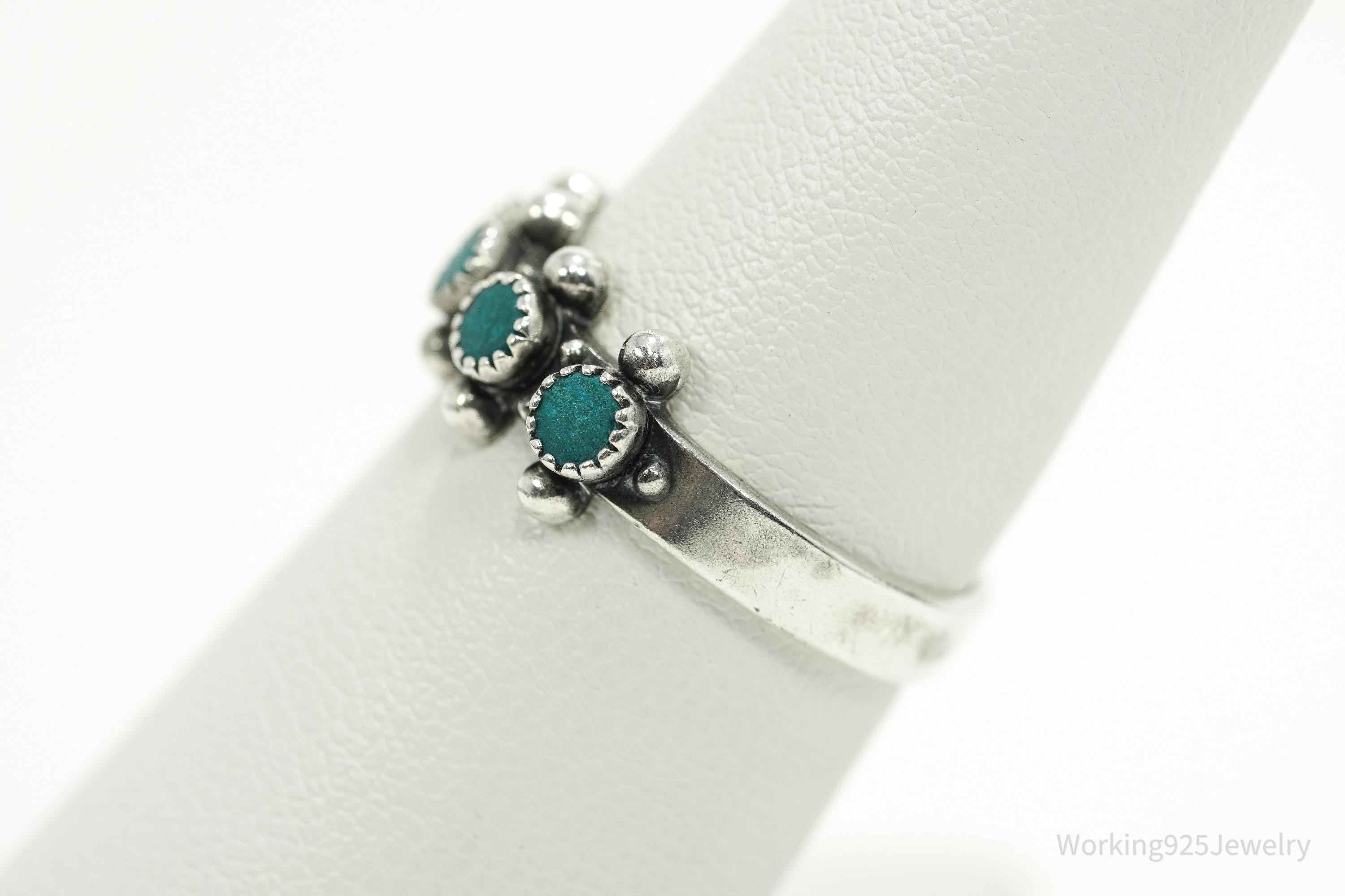 Vintage Native American Turquoise Sterling Silver Ring - Size 7