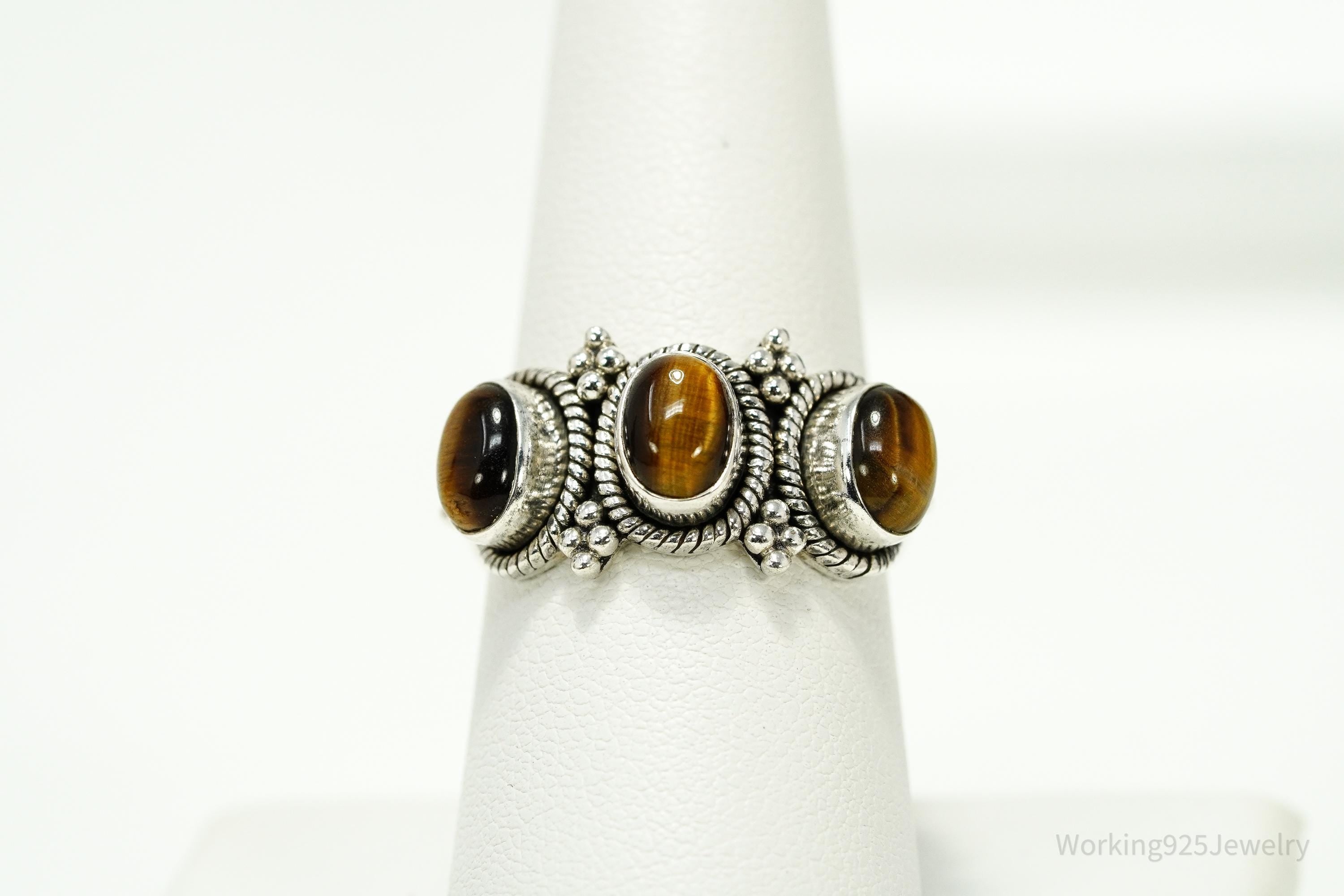 Vintage Doug Paulus Tigers Eye Western Style Sterling Silver Ring - Size 8