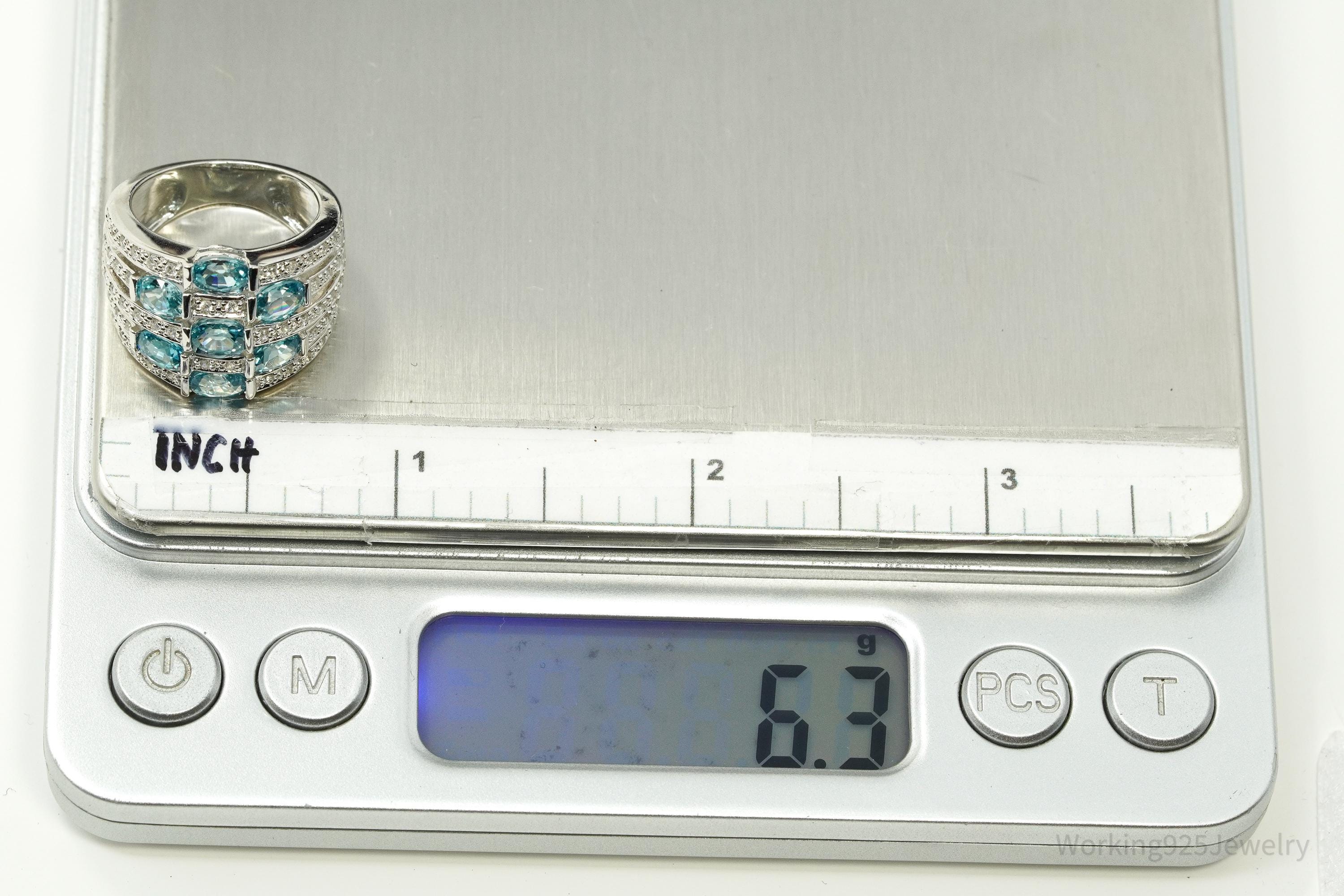 Blue & White Topaz Sterling Silver Ring - Size 5.25