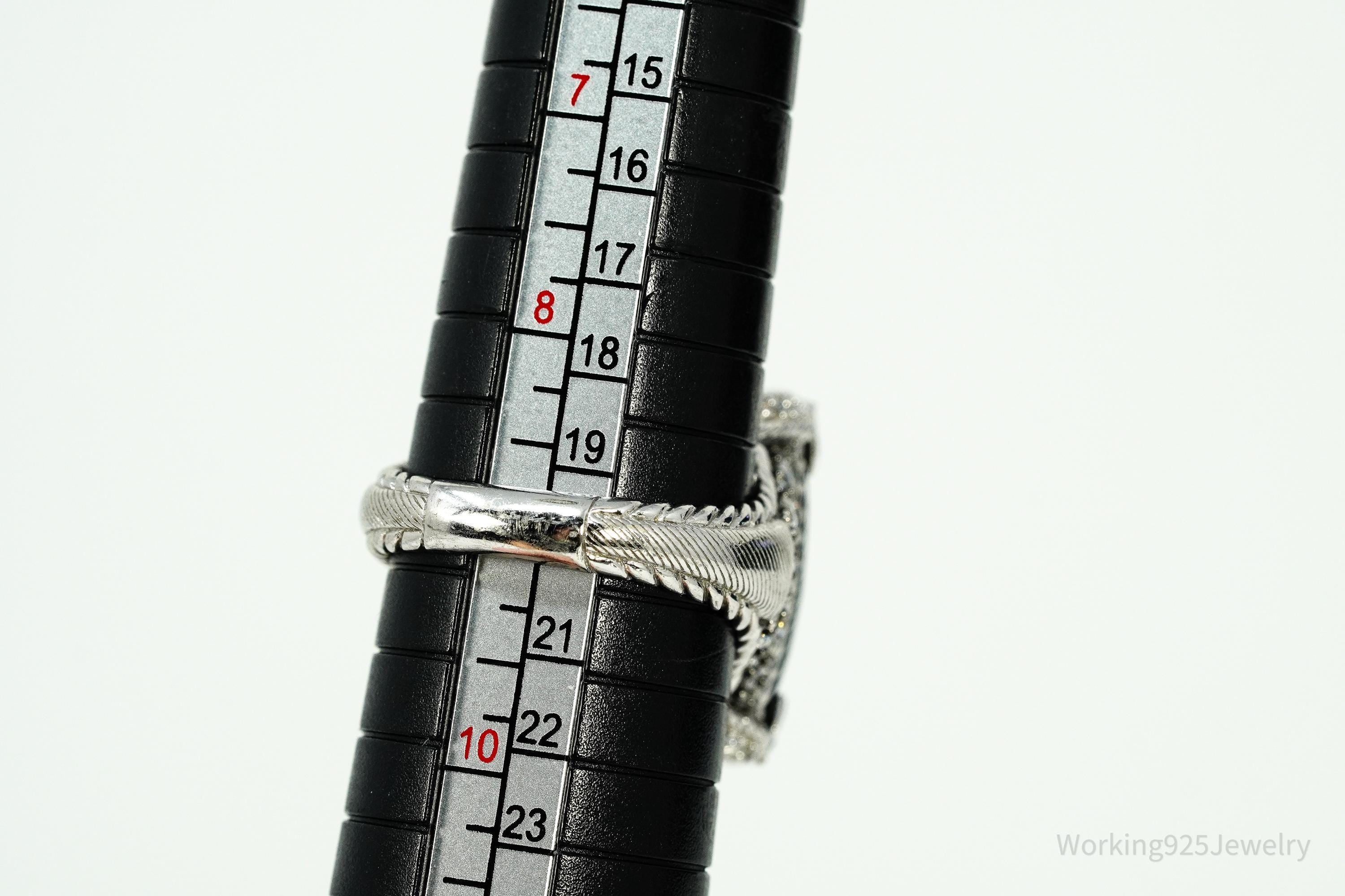 Judith Ripka Black Onyx & Cubic Zirconia Rhodium Over Sterling Silver Ring Size 9