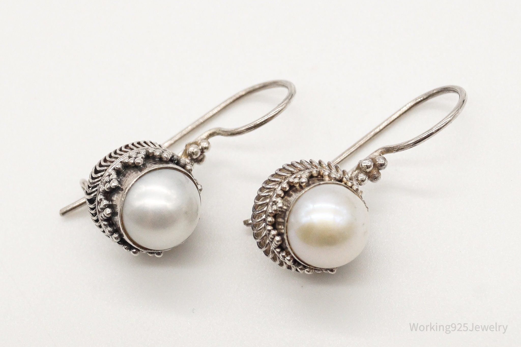 Vintage Pearl Sterling Silver Earrings