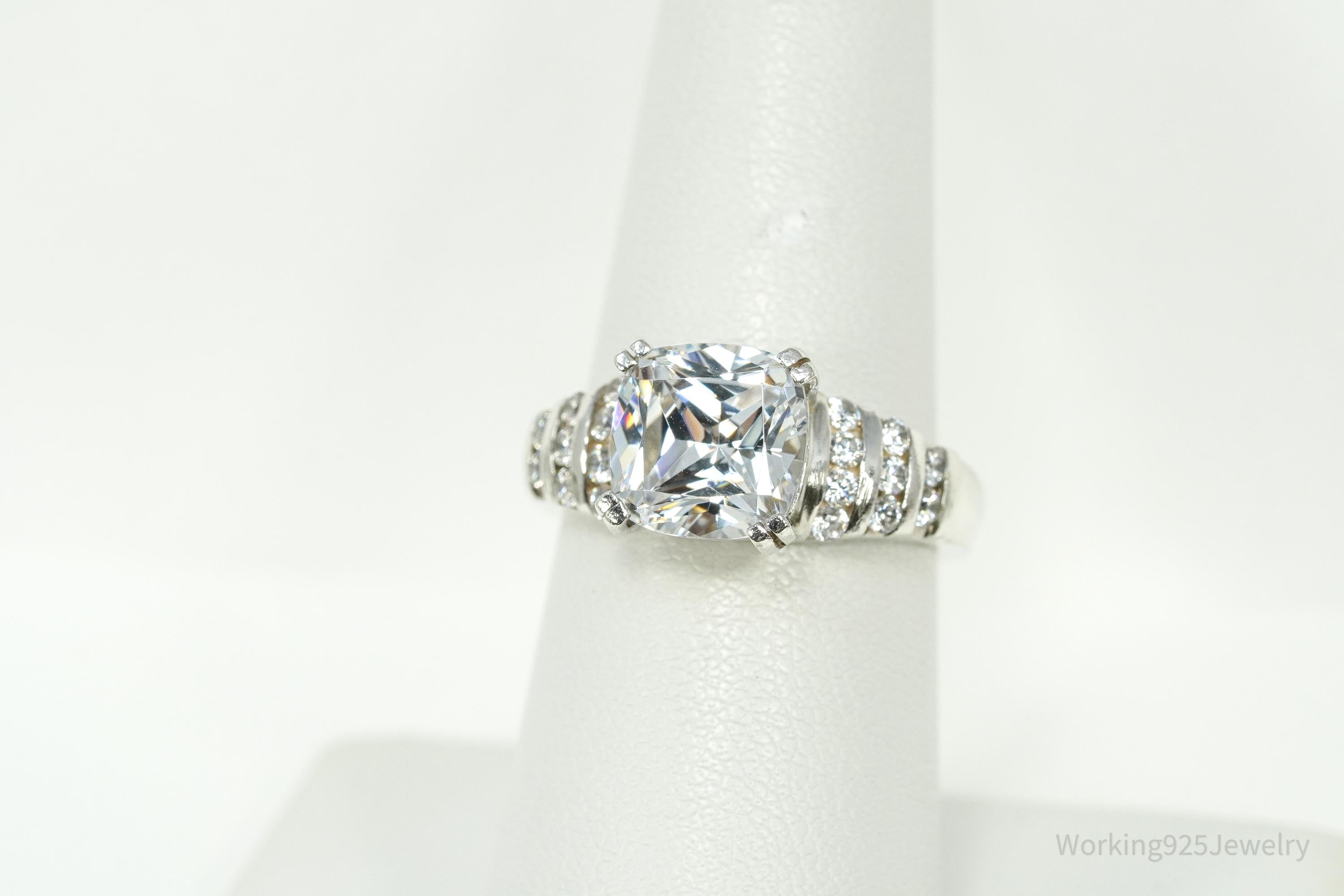 Vintage Diamonique Cubic Zirconia DQCZ Sterling Silver Ring - Size 6.75