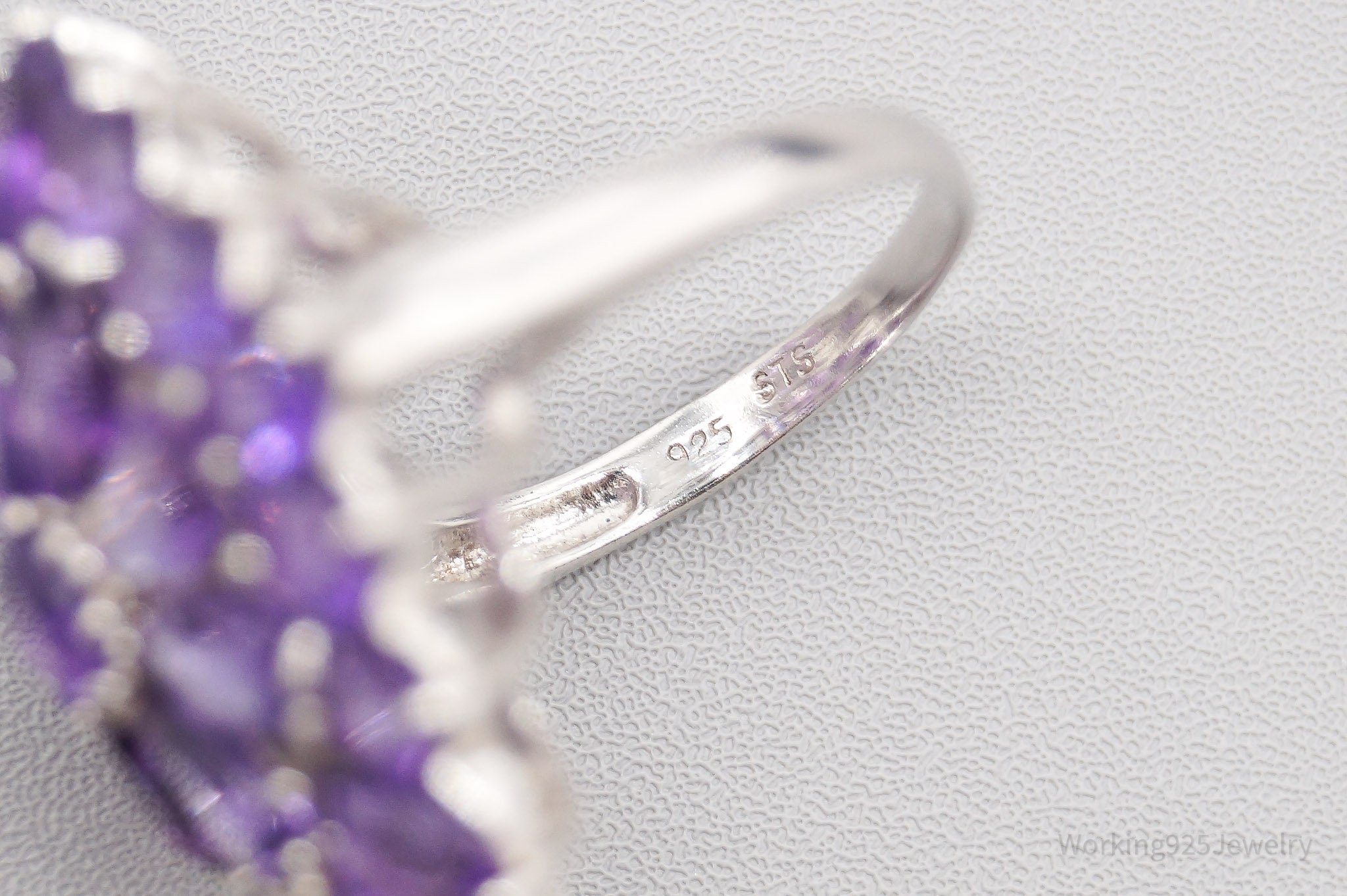 Vintage Amethyst Sterling Silver Ring - Size 8.25