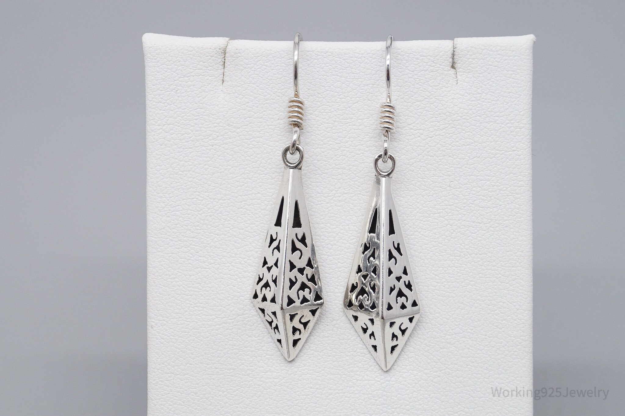 Vintage Filigree Cut Out Sterling Silver Earrings