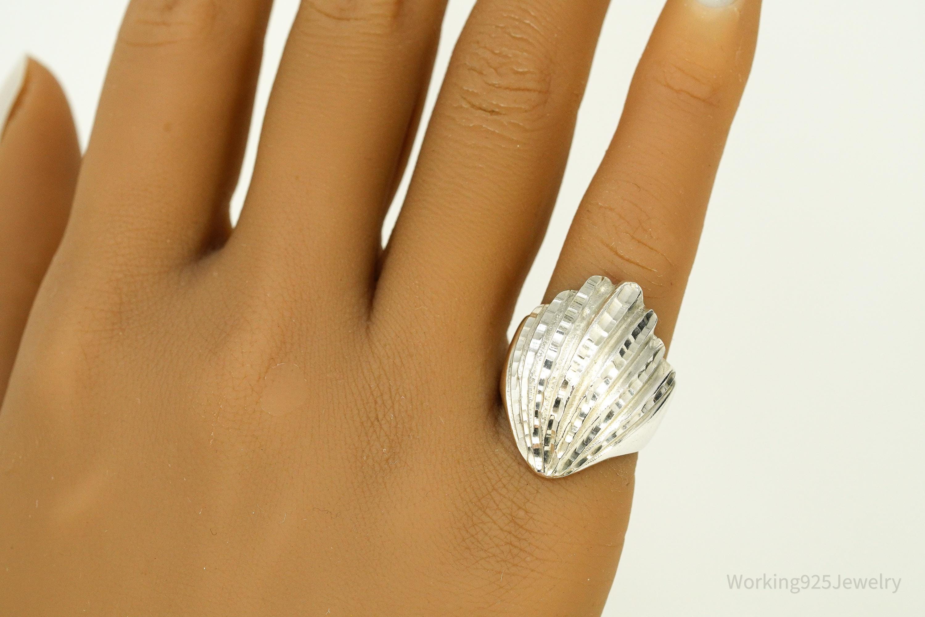 Vintage Mexico Art Deco Style Sterling Silver Ring - Size 6