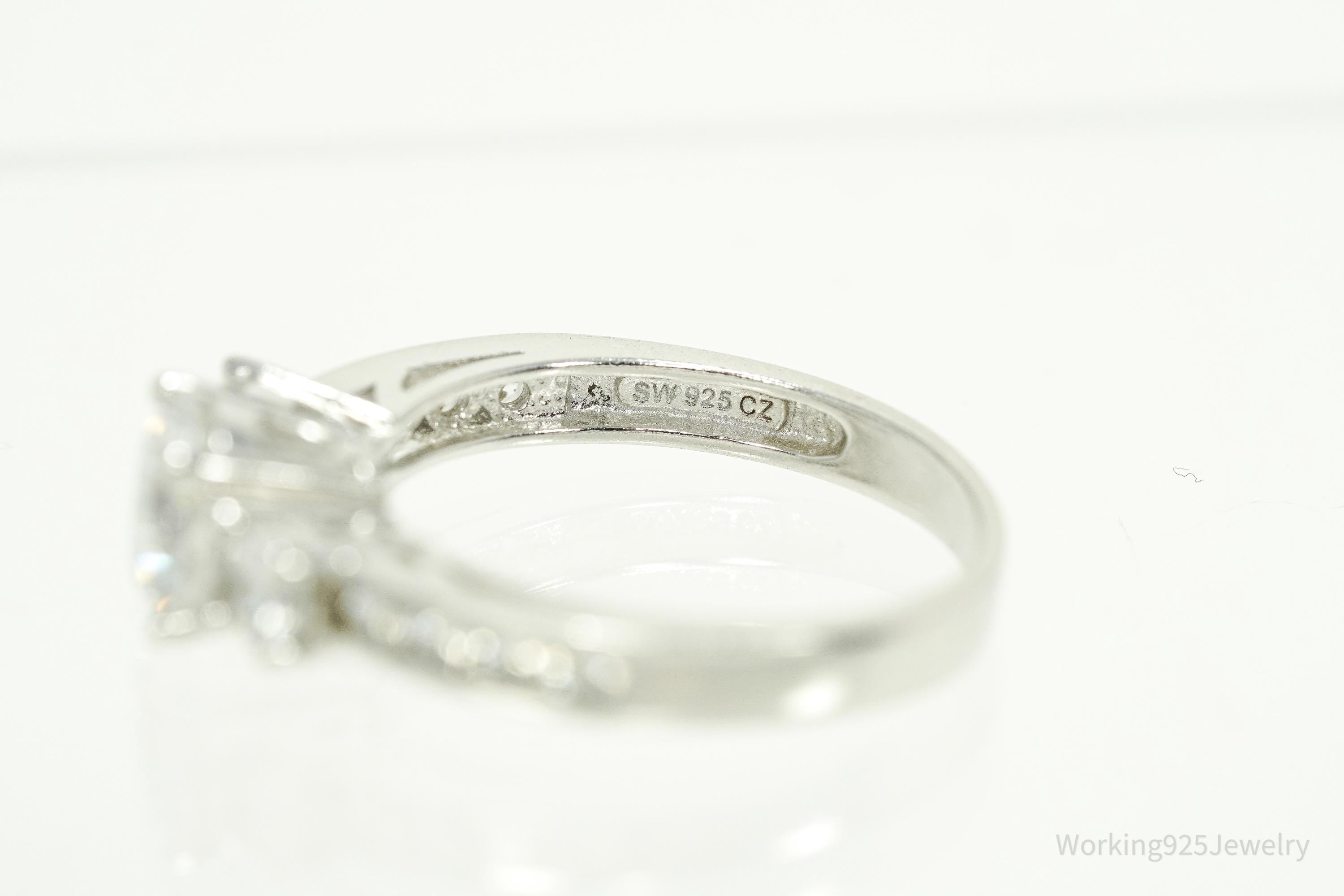 Vintage Designer SW Cubic Zirconia Sterling Silver Ring - Size 7