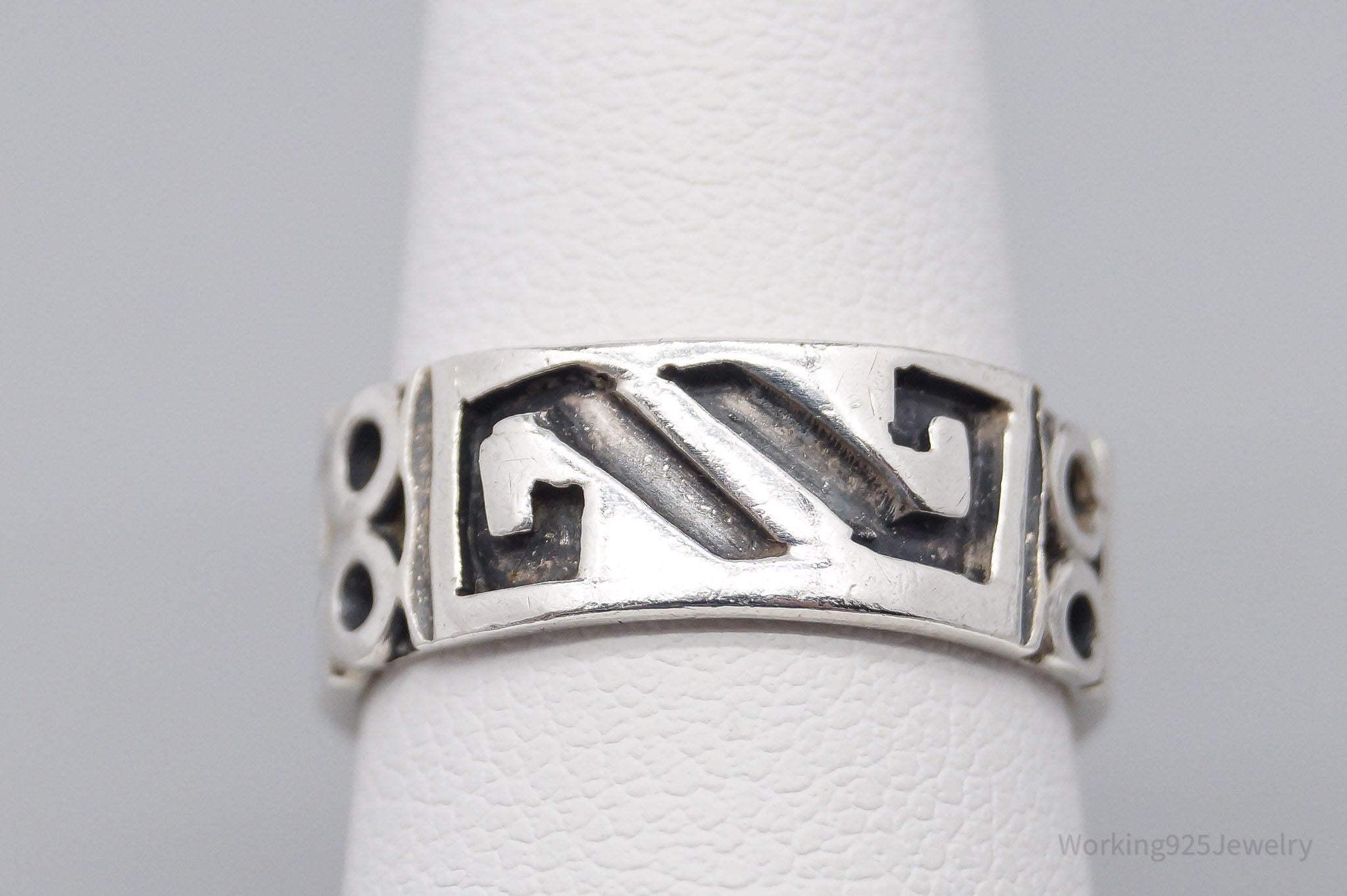 Vintage Mexico Modernist Sterling Silver Band Ring - Size 5.75