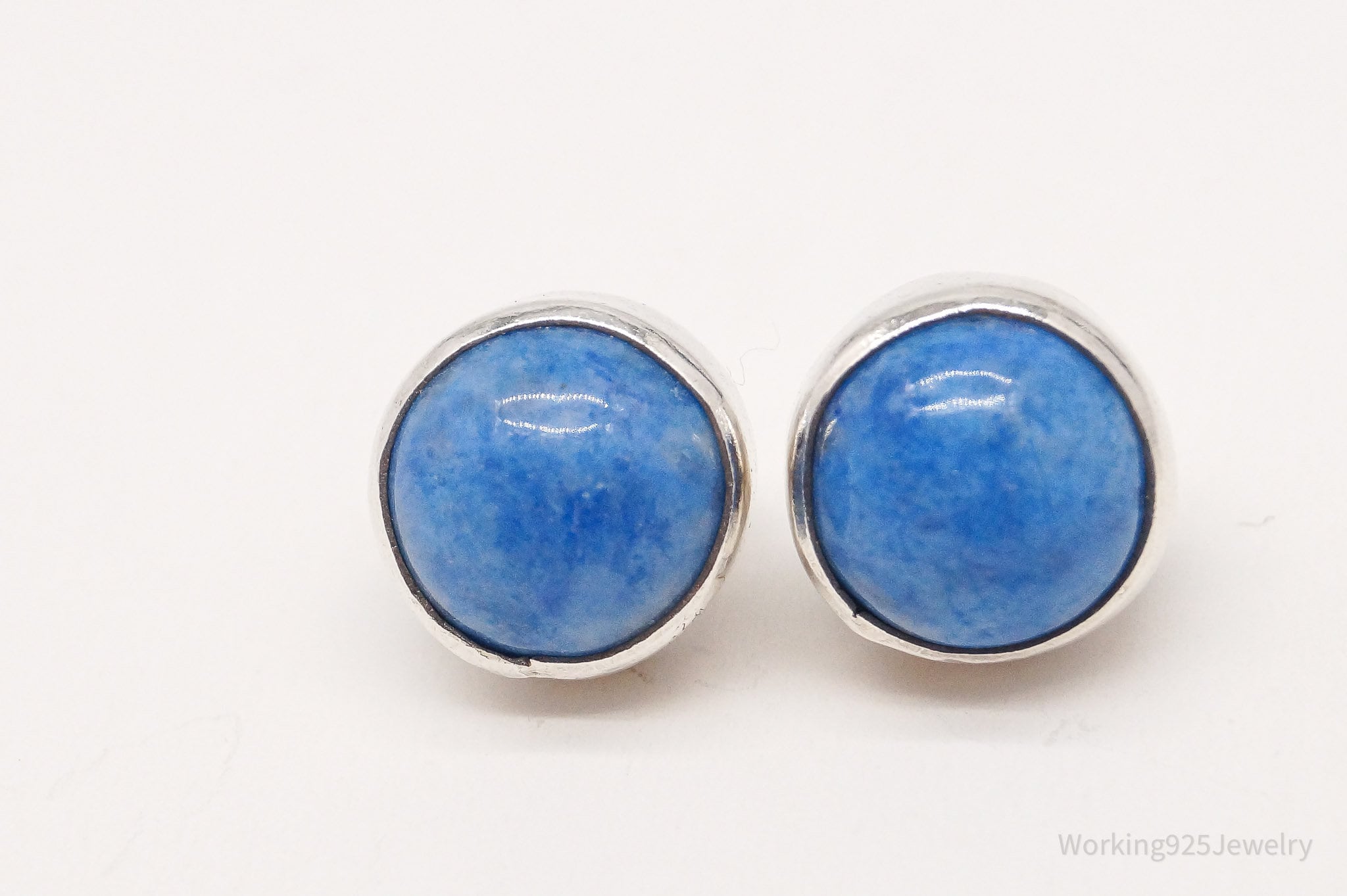 Vintage Lapis Lazuli Silver Stud Earrings