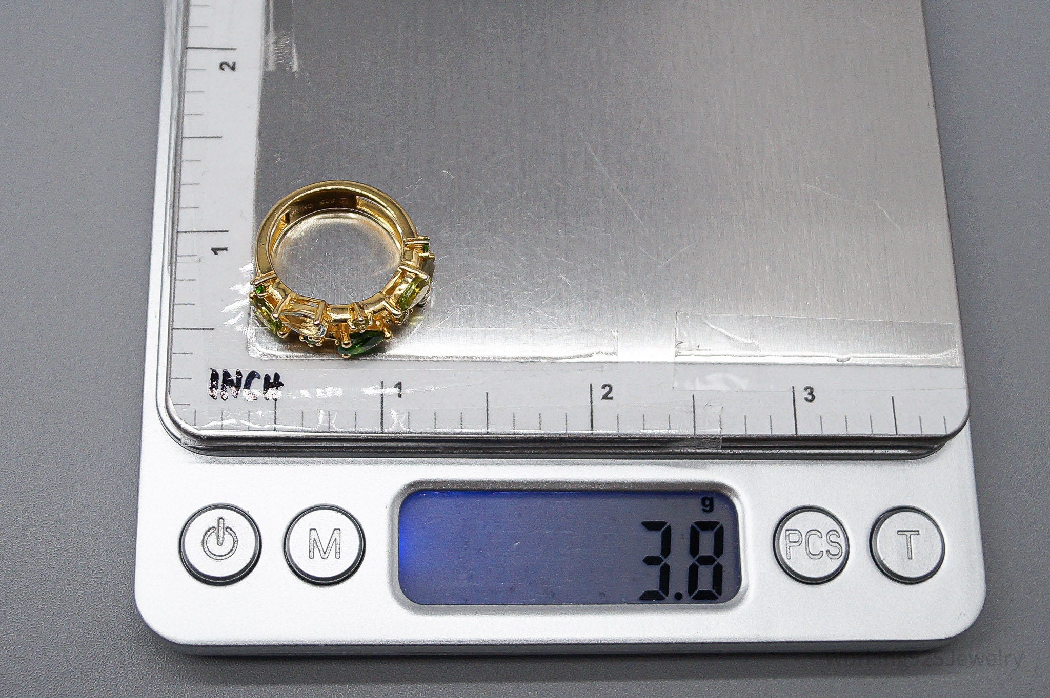 QVC EA Multi Gemstone 14K Yellow Gold Plated Sterling Silver Ring - Size 5