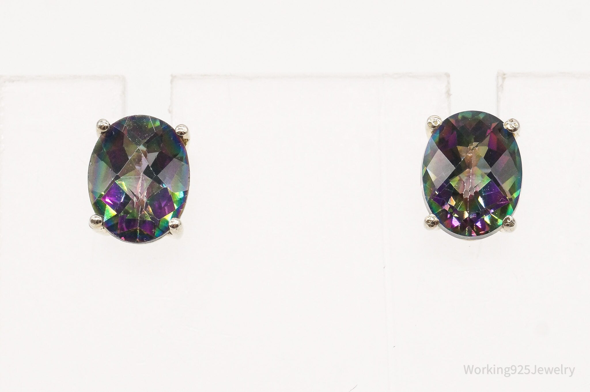 Vintage Mystic Topaz Gold Vermeil Sterling Silver Stud Post Earrings