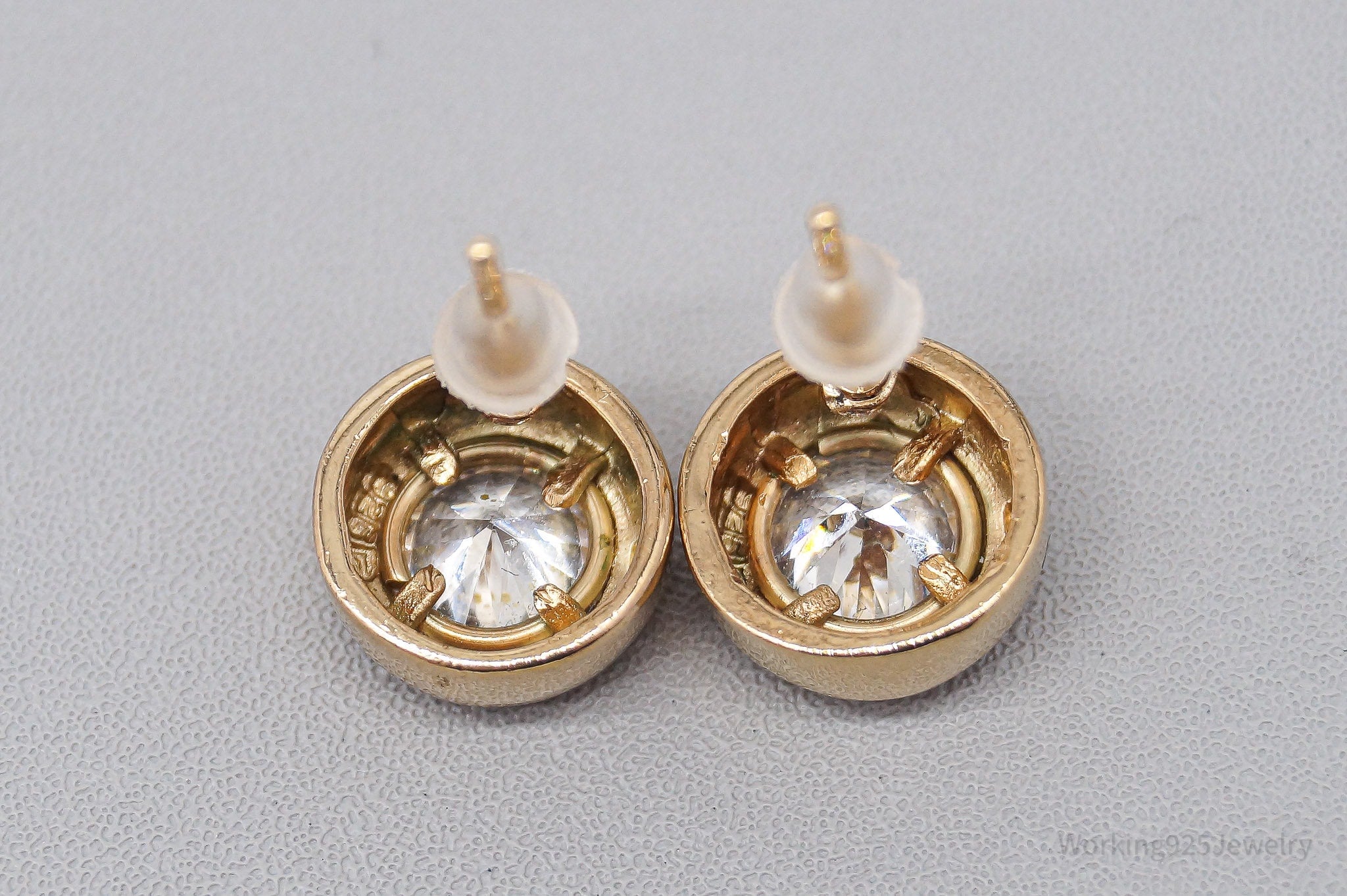 Vintage Ross Simons Cubic Zirconia Gold Vermeil Sterling Silver Earrings