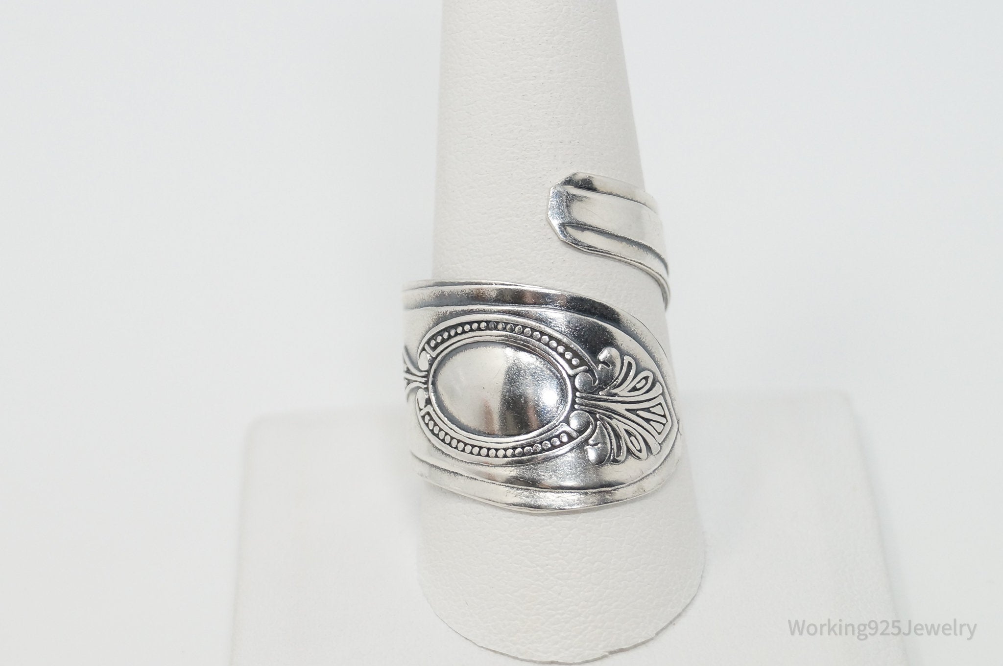 Vintage Sterling Silver Spoon Wrap Ring - Size 10.5 - Adjustable