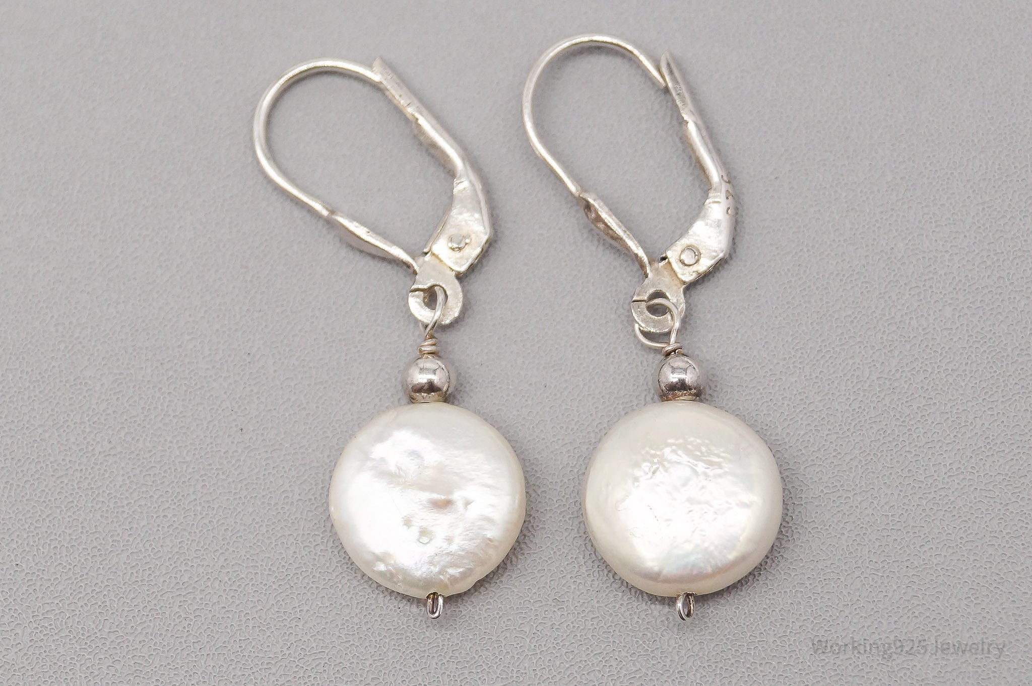 Vintage Coin Pearls Sterling Silver Earrings