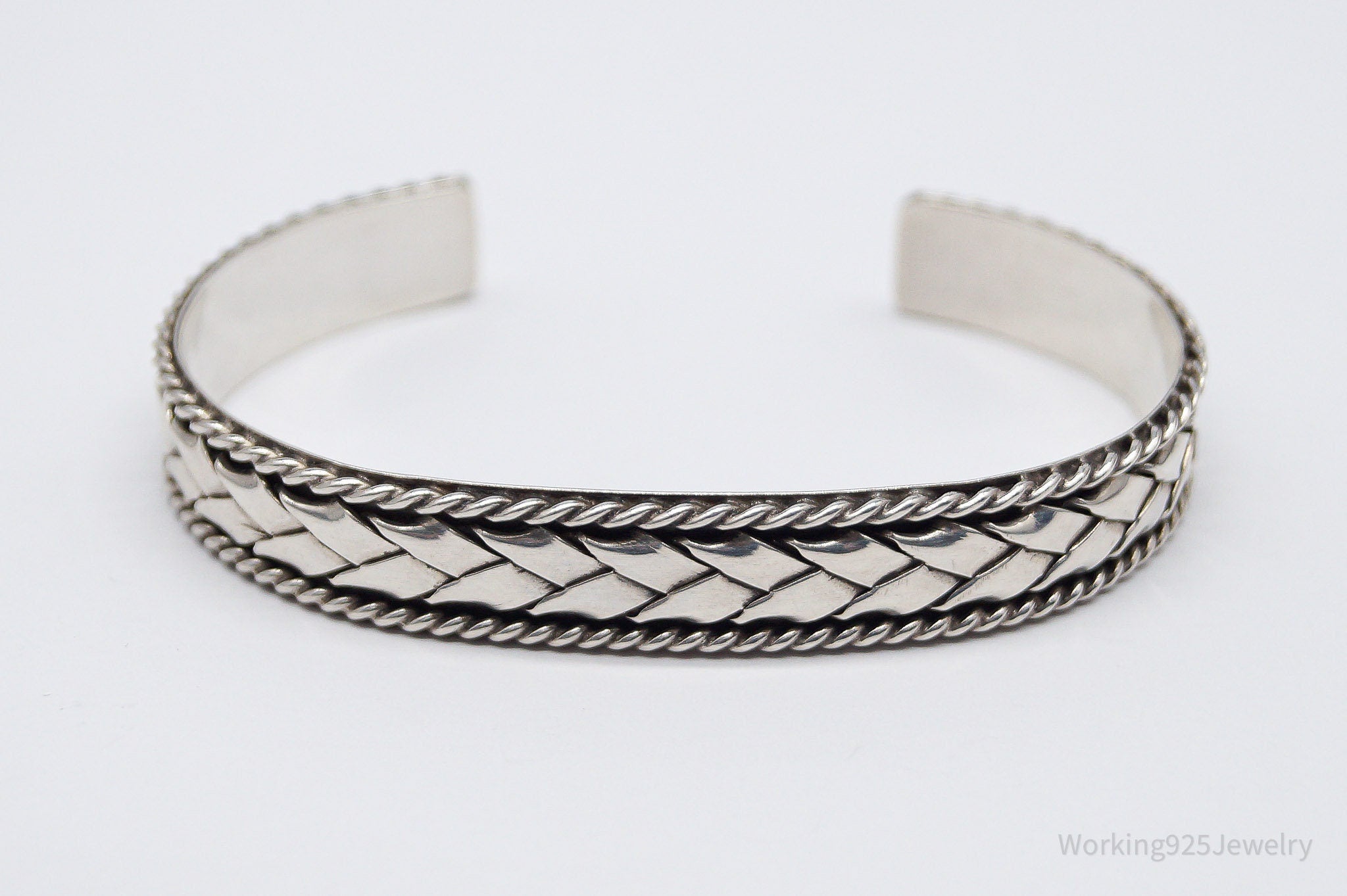 Vintage Southwestern Braid Sterling Silver Cuff Bracelet - 6 5/8"