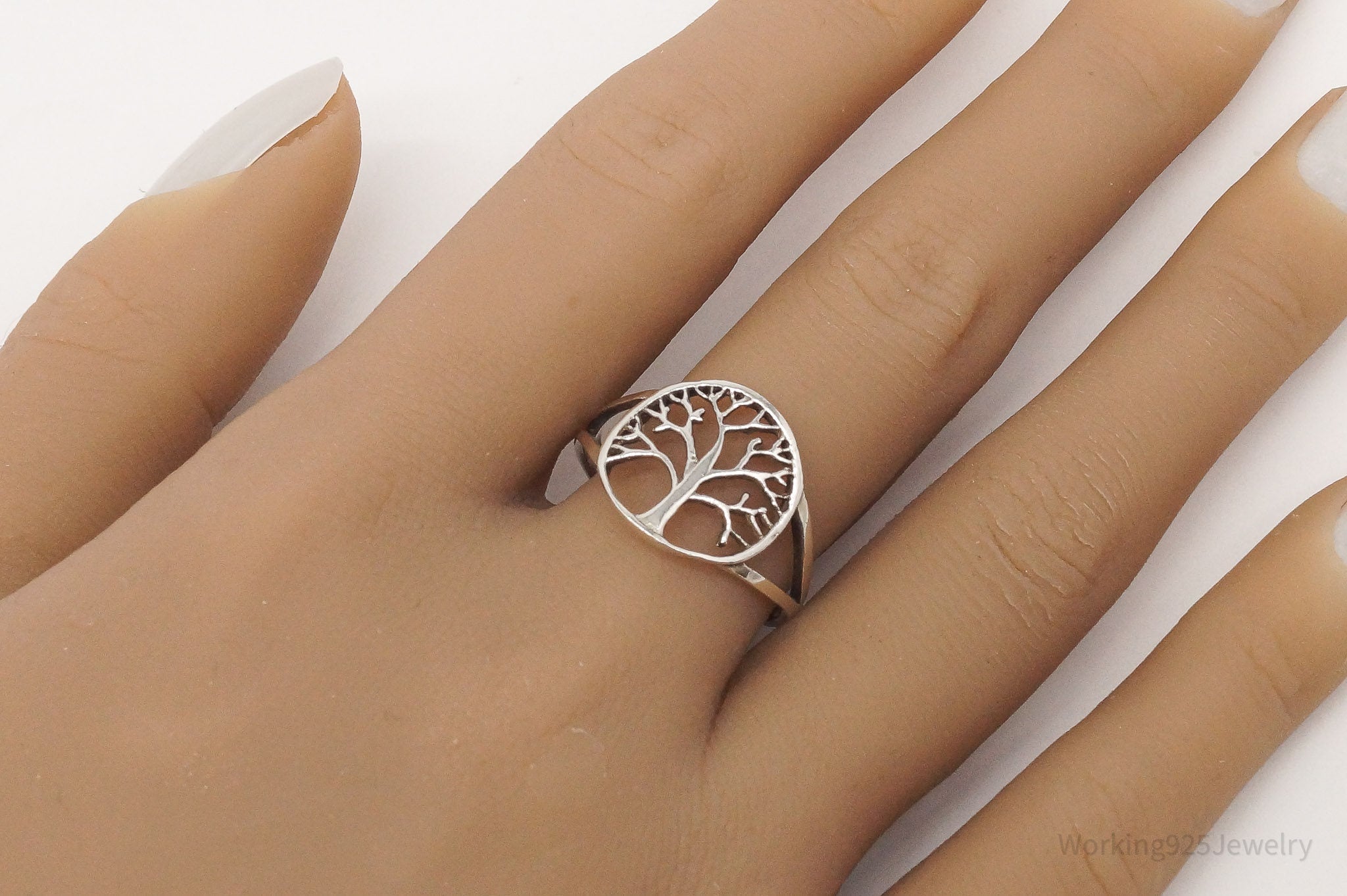 Vintage Tree Of Life Sterling Silver Ring - Size 10