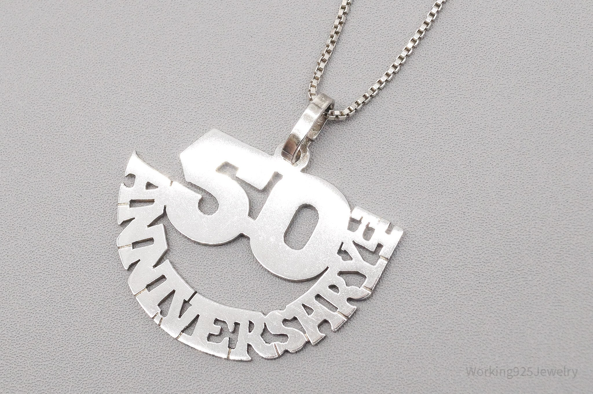 Vintage 50th Anniversary Sterling Silver Necklace - 18"