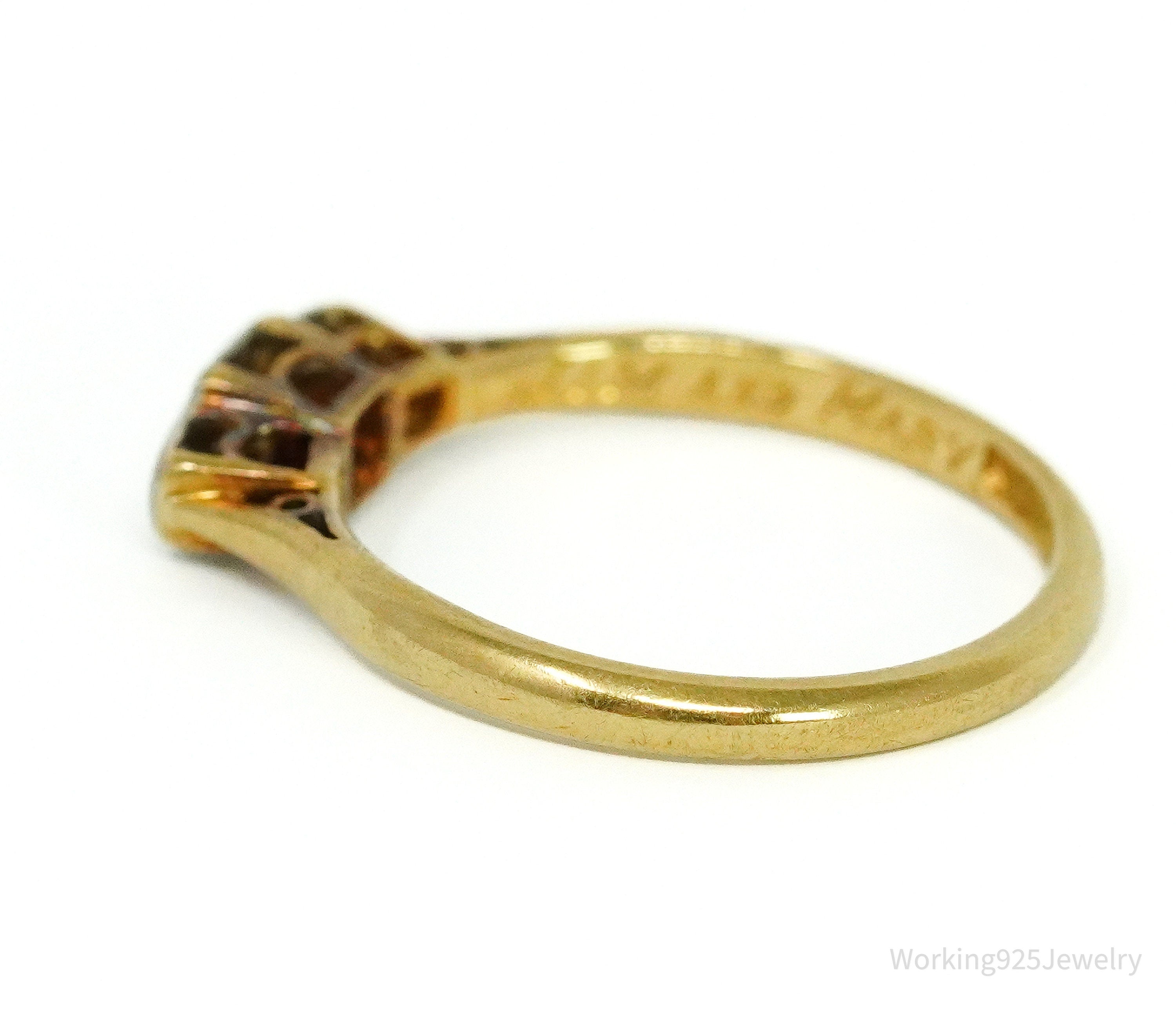 Platinum Topped 18K Yellow Gold & Single Cut Diamond Ring - Size 6