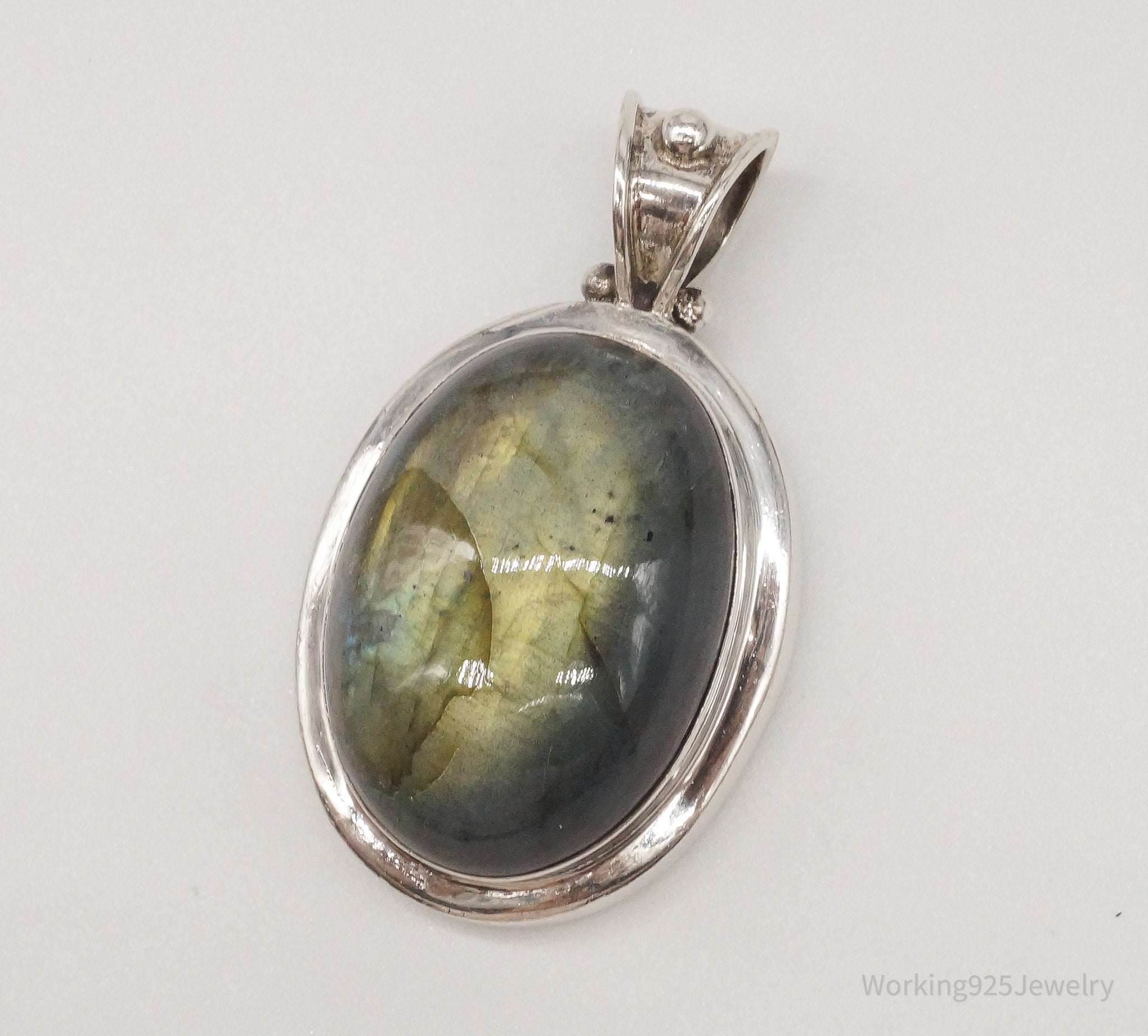 Vintage Large Labradorite Sterling Silver Pendant