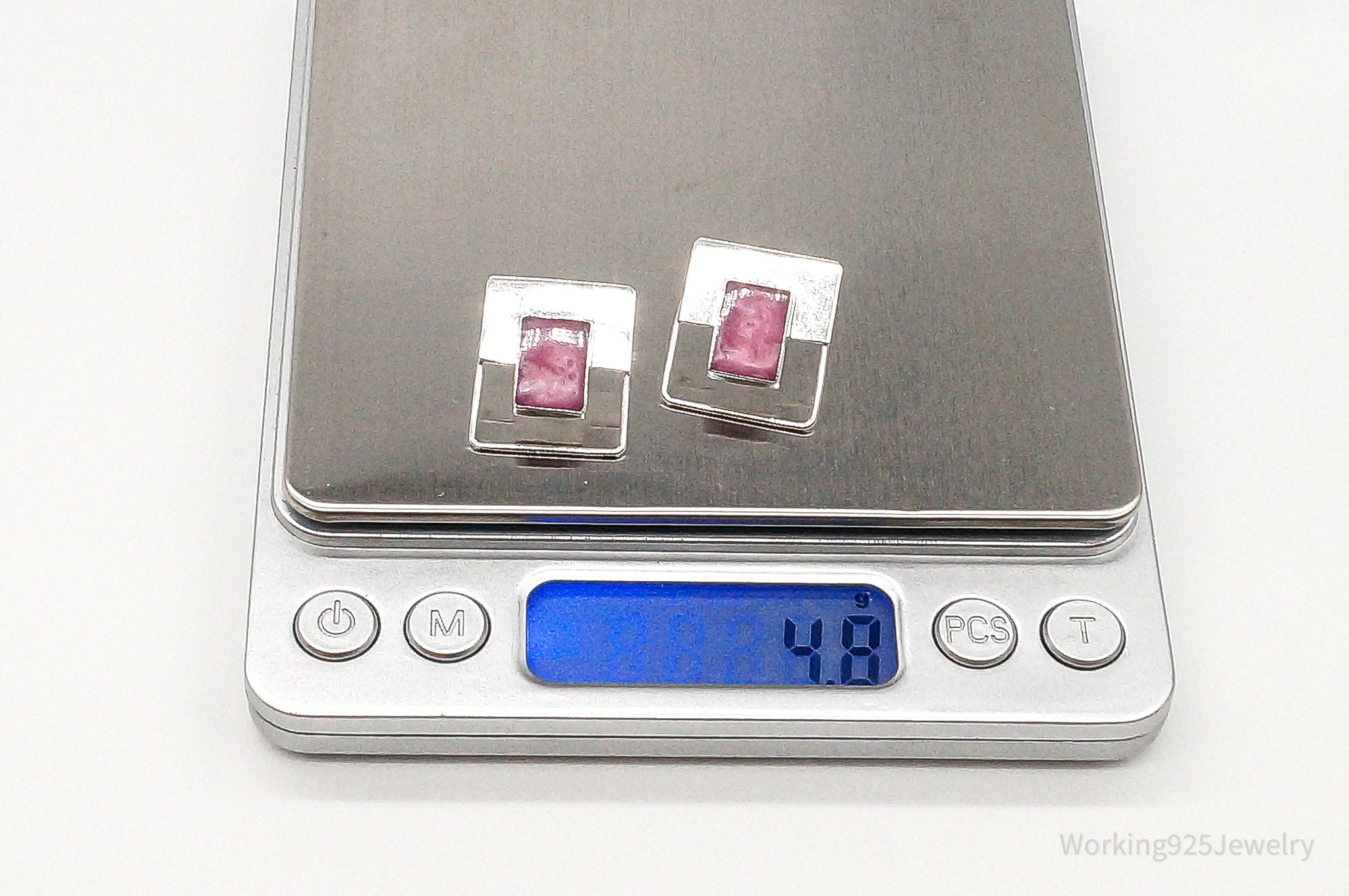 Vintage Modernist Resin Square Sterling Silver Earrings