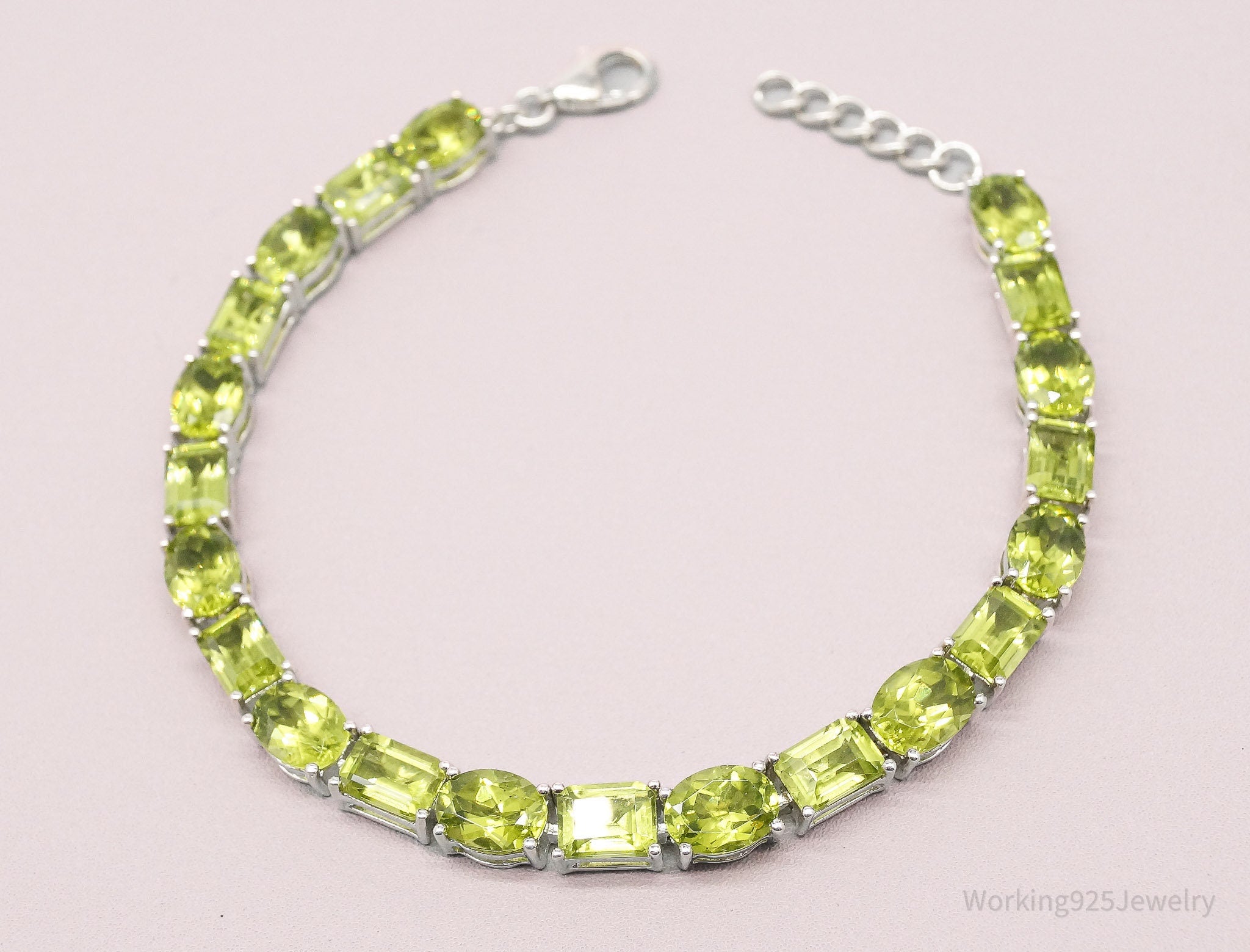 QVC HT Green Peridot Sterling Silver Bracelet - 8.25"