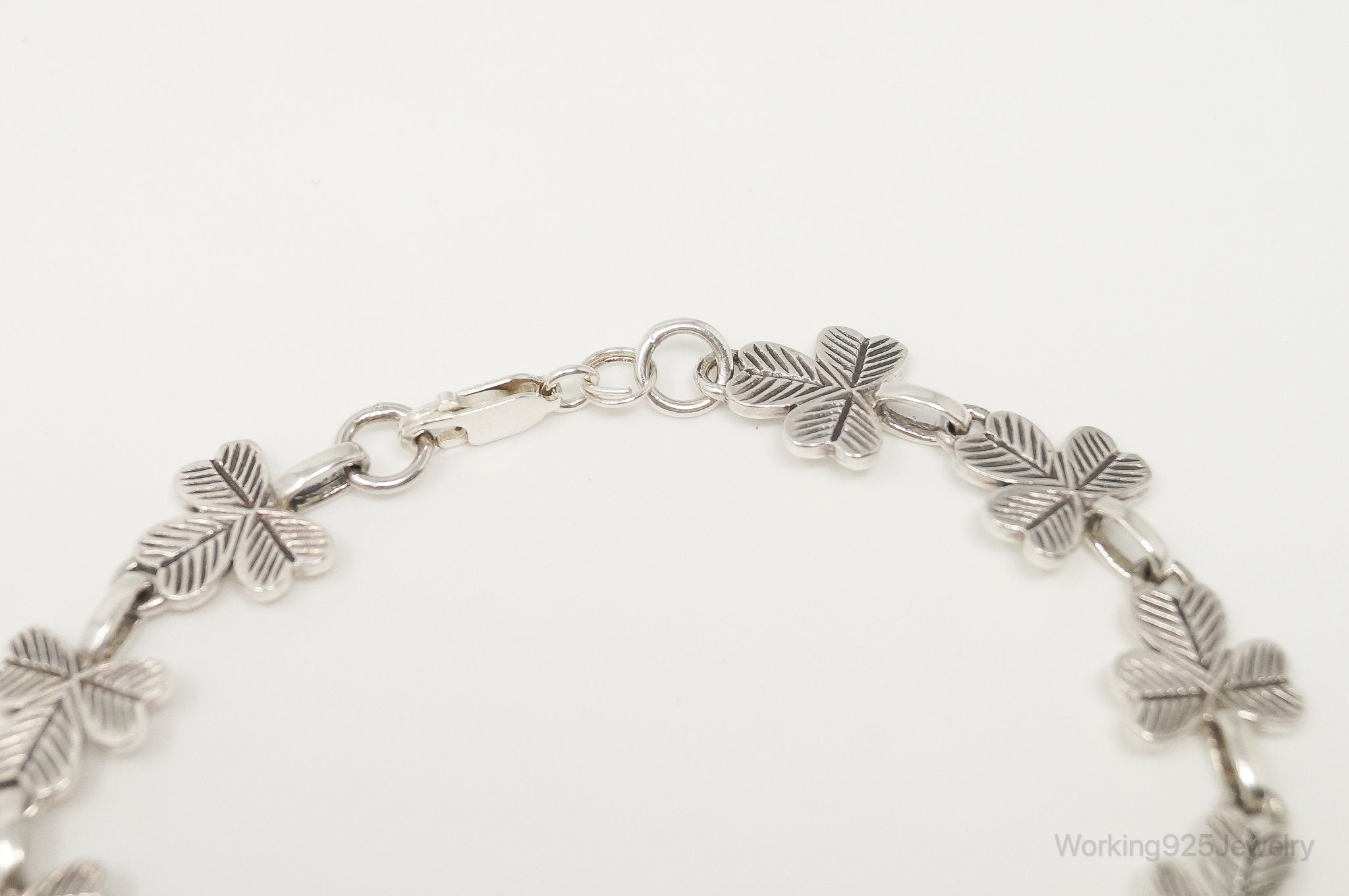 Vintage Three Leaf Clover Sterling Silver Bracelet