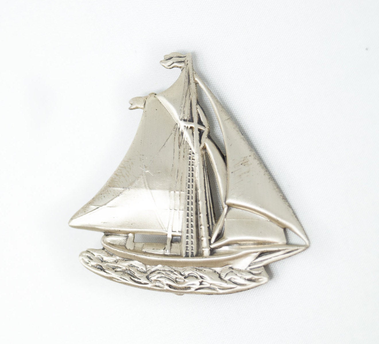 Vtg Designer Danecraft Large Sailboat Sterling Silver Pin Brooch