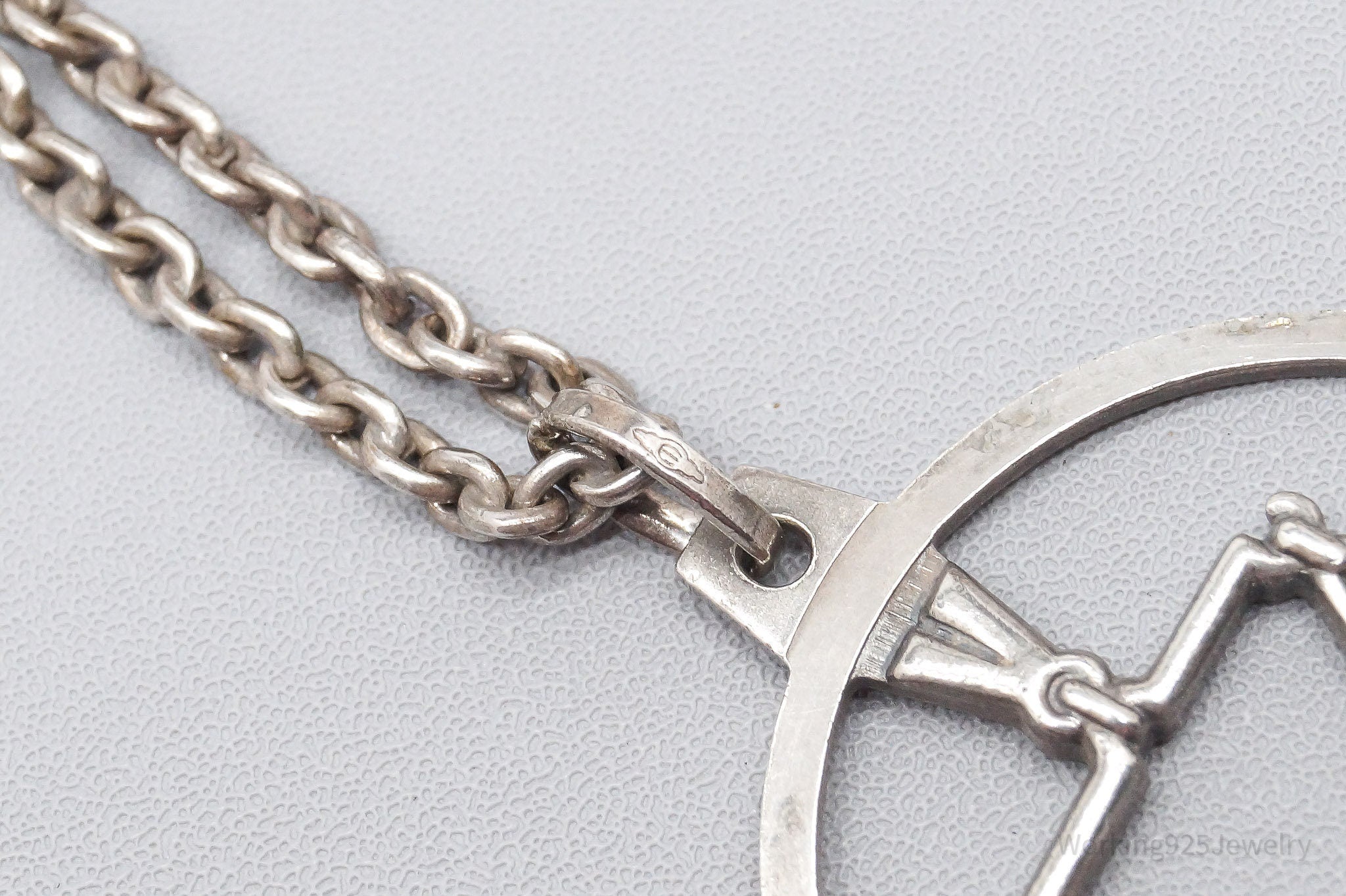 Antique Norwegian Libra Sign Sterling Silver Necklace - 24"