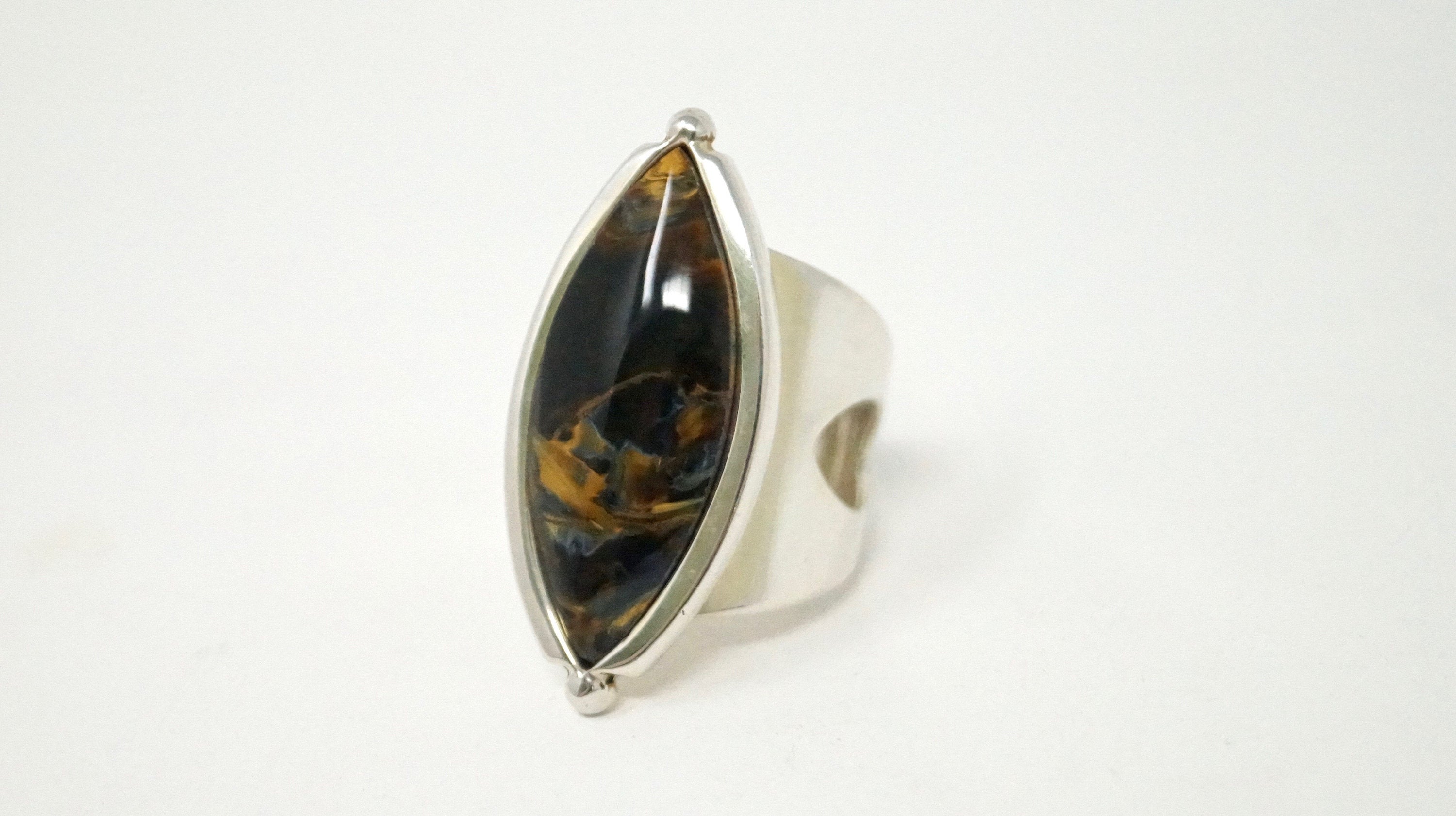 Vtg Designer Desert Rose Trading Co Tigers Eye Ring Sterling Silver Size 7.25