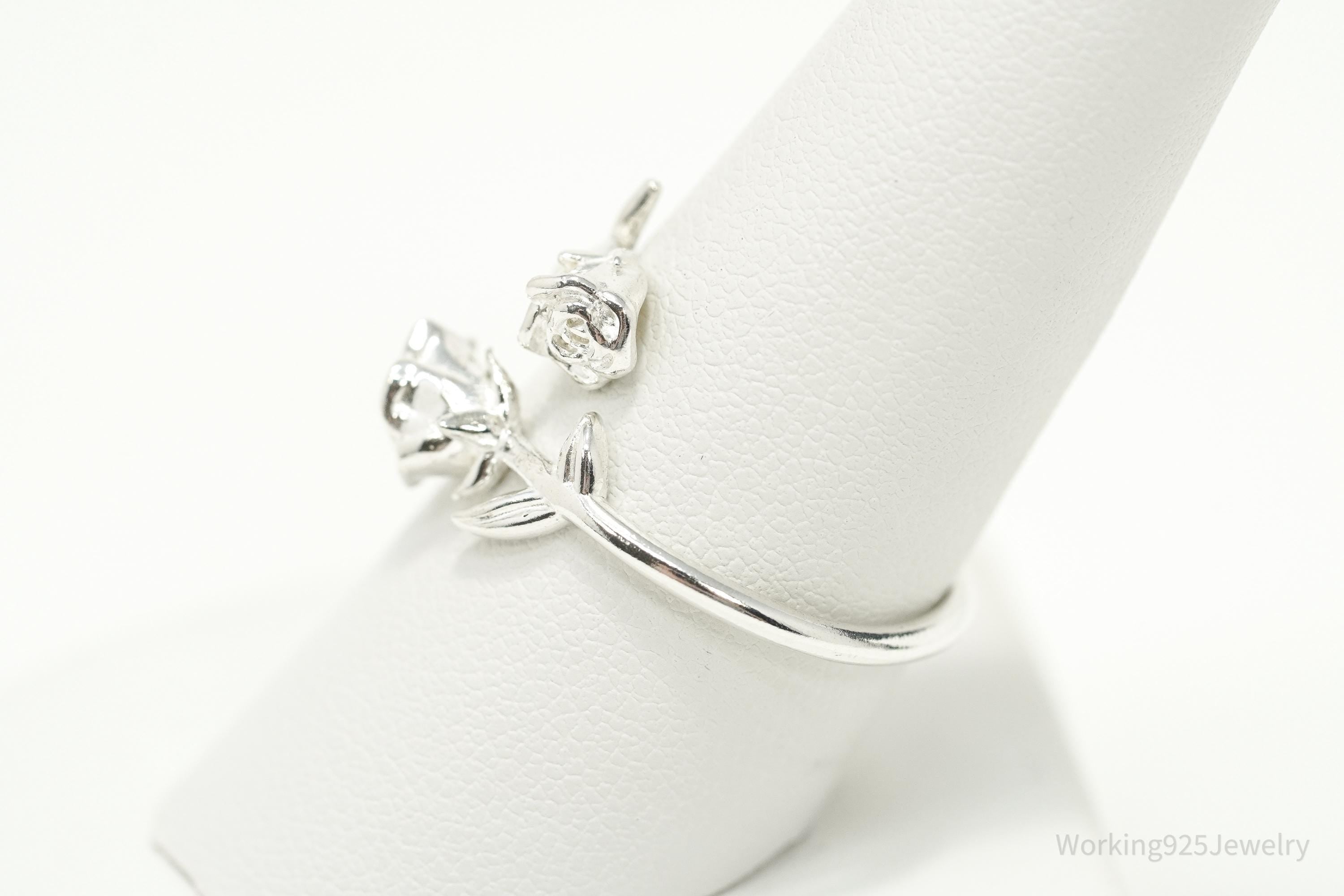 Vintage NVC Wrapping Roses Sterling Silver Ring - Size 10