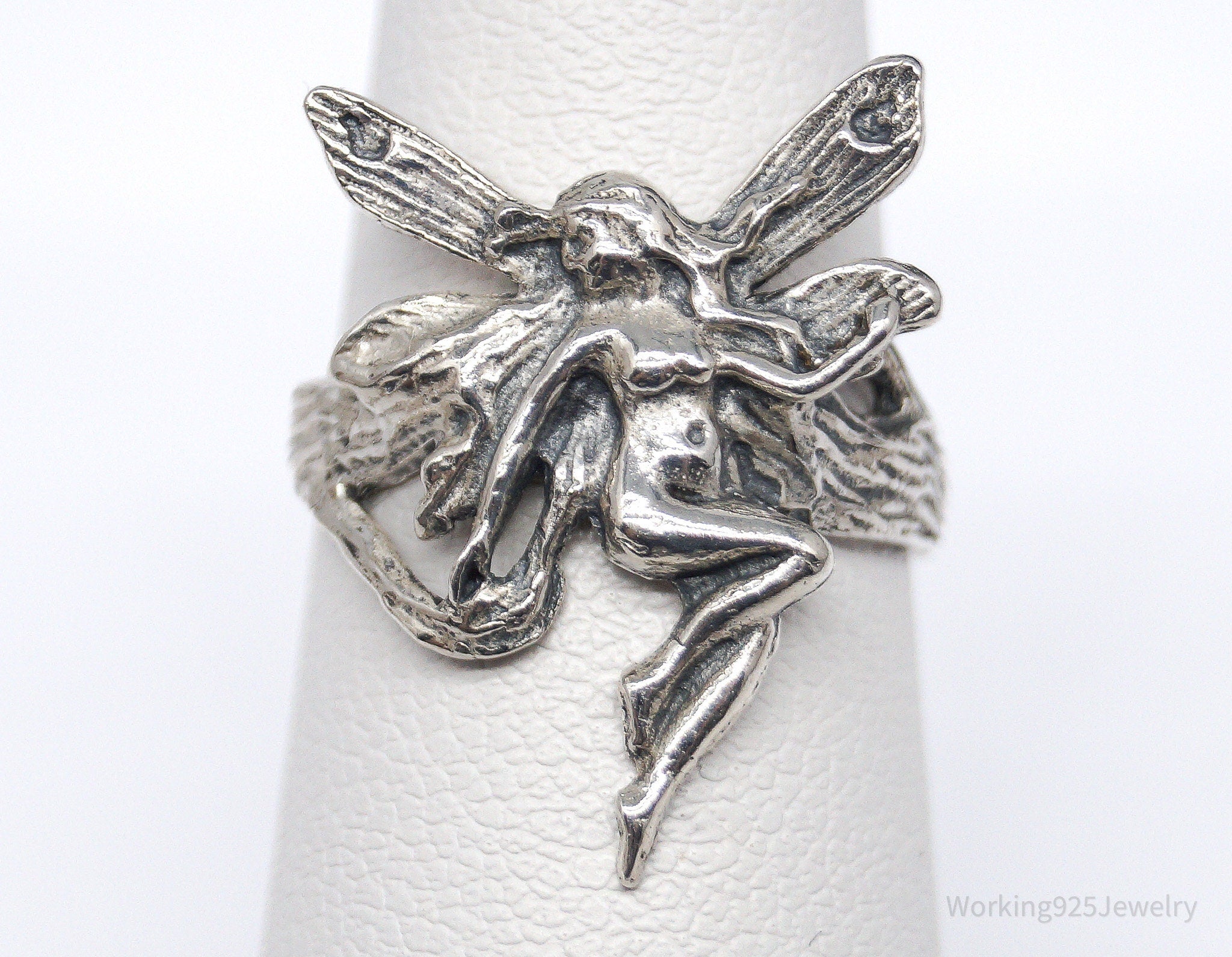 Vintage Fairy Sterling Silver Ring - Size 4.75