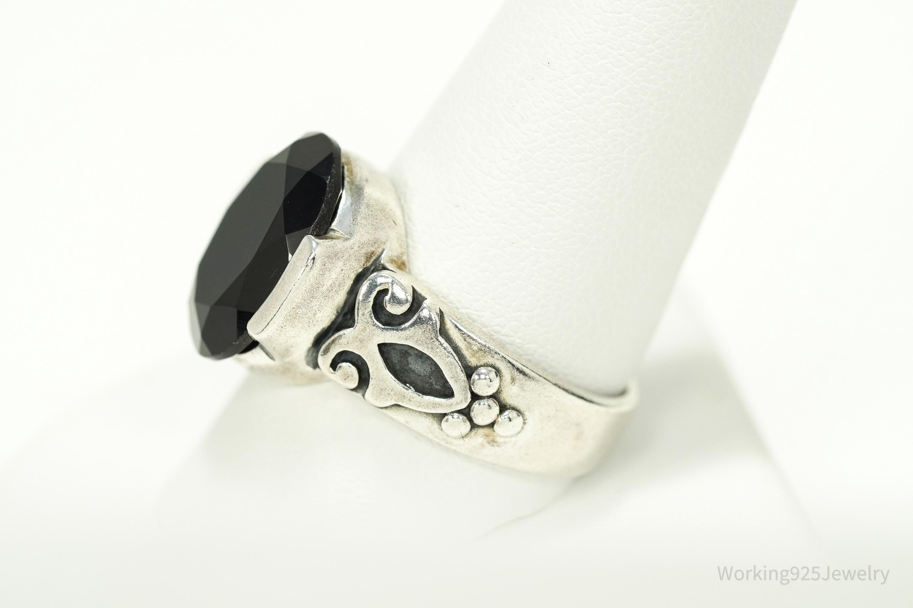 Vintage Designer Silpada Black Onyx Sterling Silver Ring - Size 11