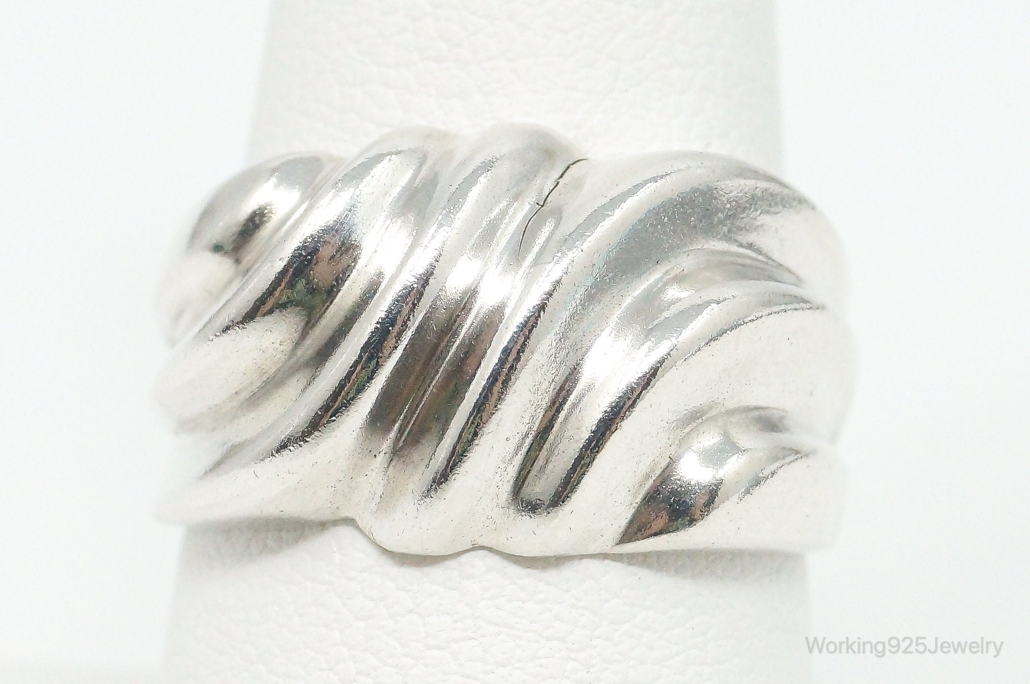 Vintage Thick Sleek Modernist Sterling Silver Ring - Size 9