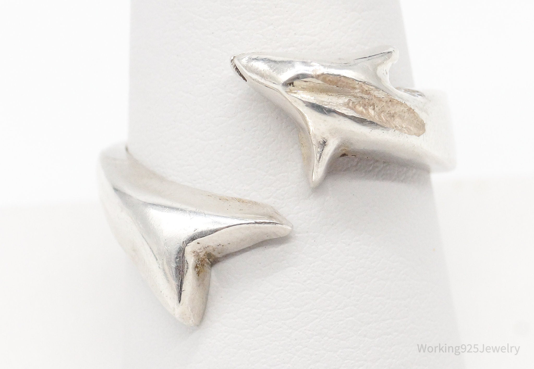 Vintage Mexico Dolphin Sterling Silver Wrap Ring - Size 8.75