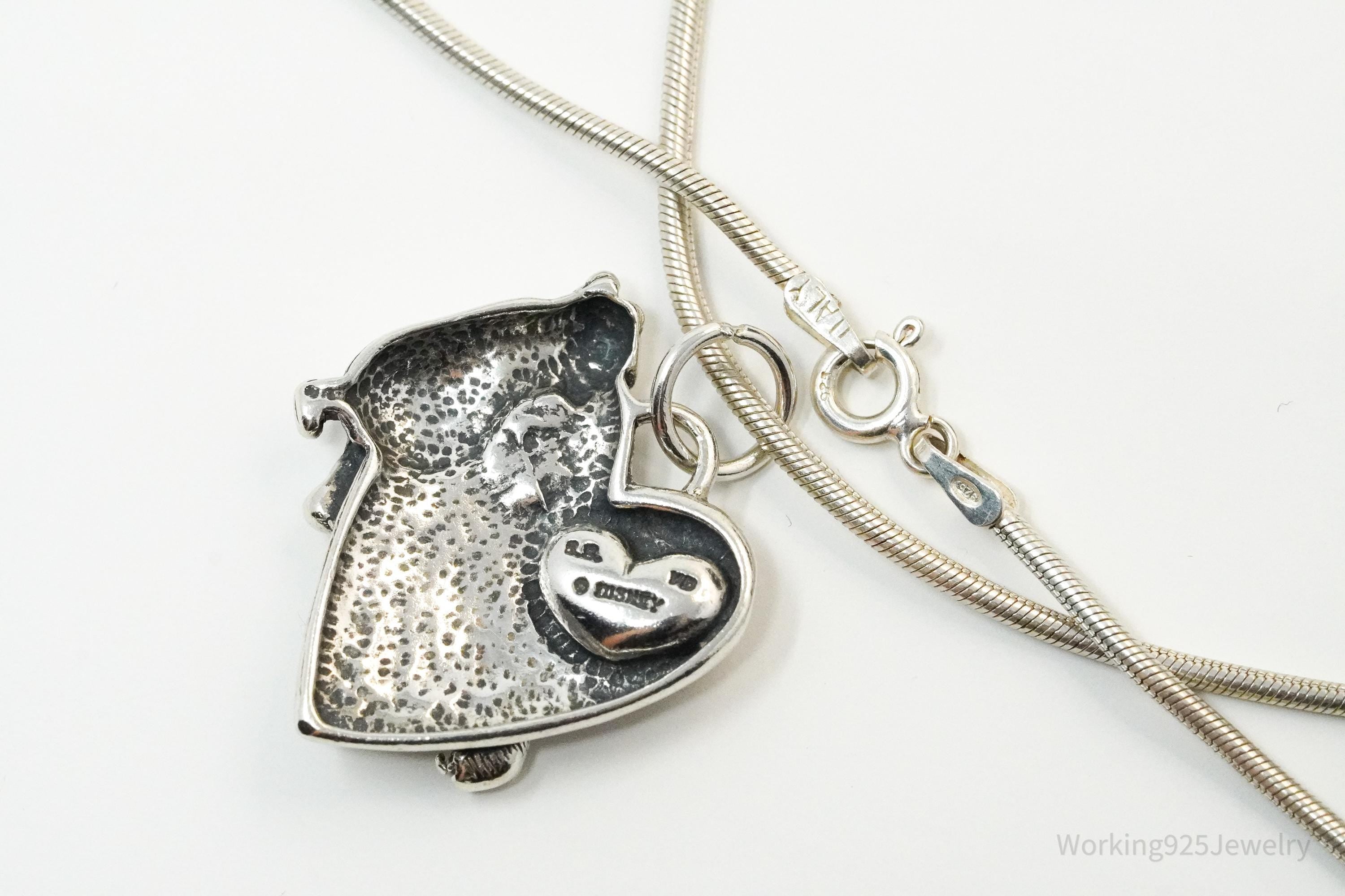 Vintage Walt Disney Winnie The Pooh & Piglet Sterling Silver Necklace 18"