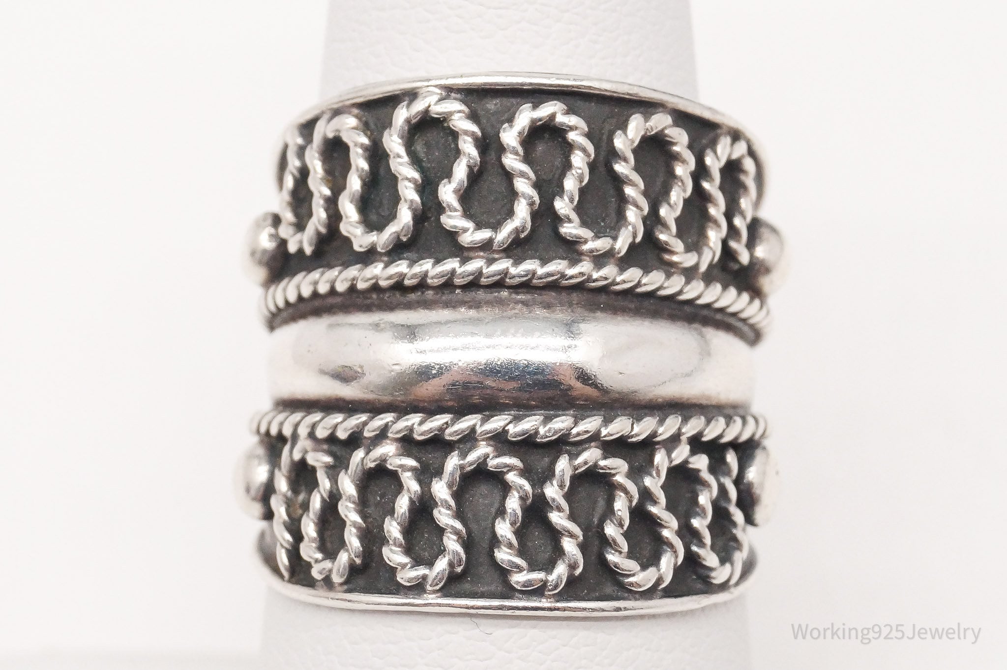 Vintage Mexico Sterling Silver Band Ring - Size 7.5