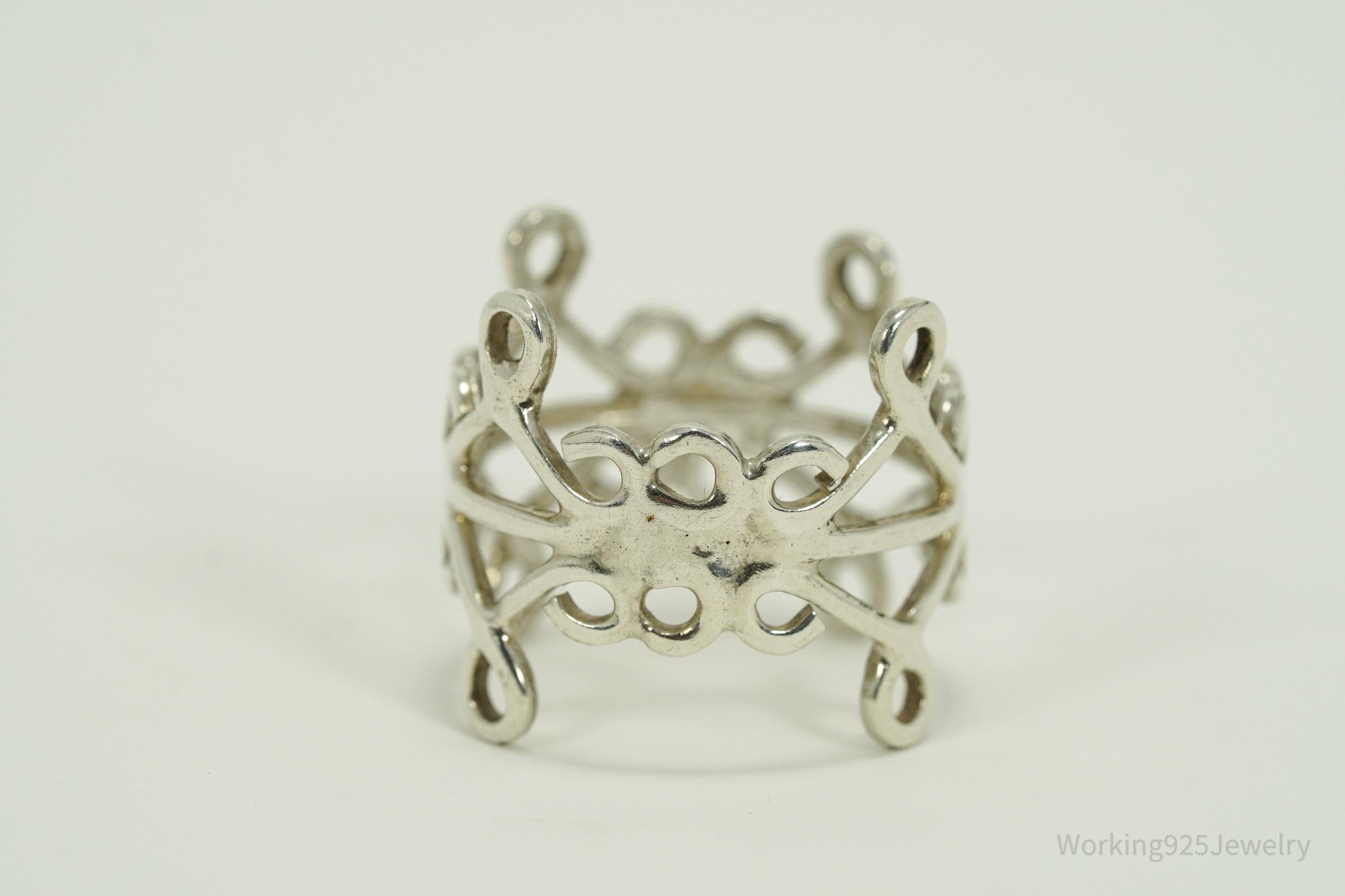 Vintage Mexico Modernist Sterling Silver Ring - Size 5.75