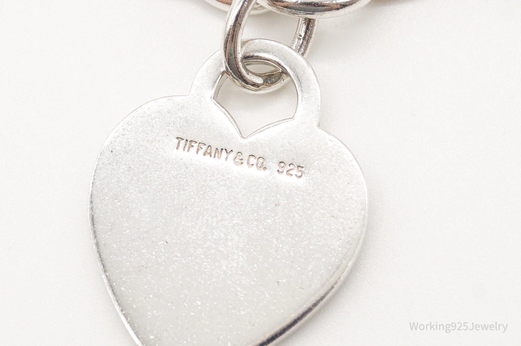 Vintage Designer Tiffany & Co Heart Tag Link Sterling Silver Bracelet