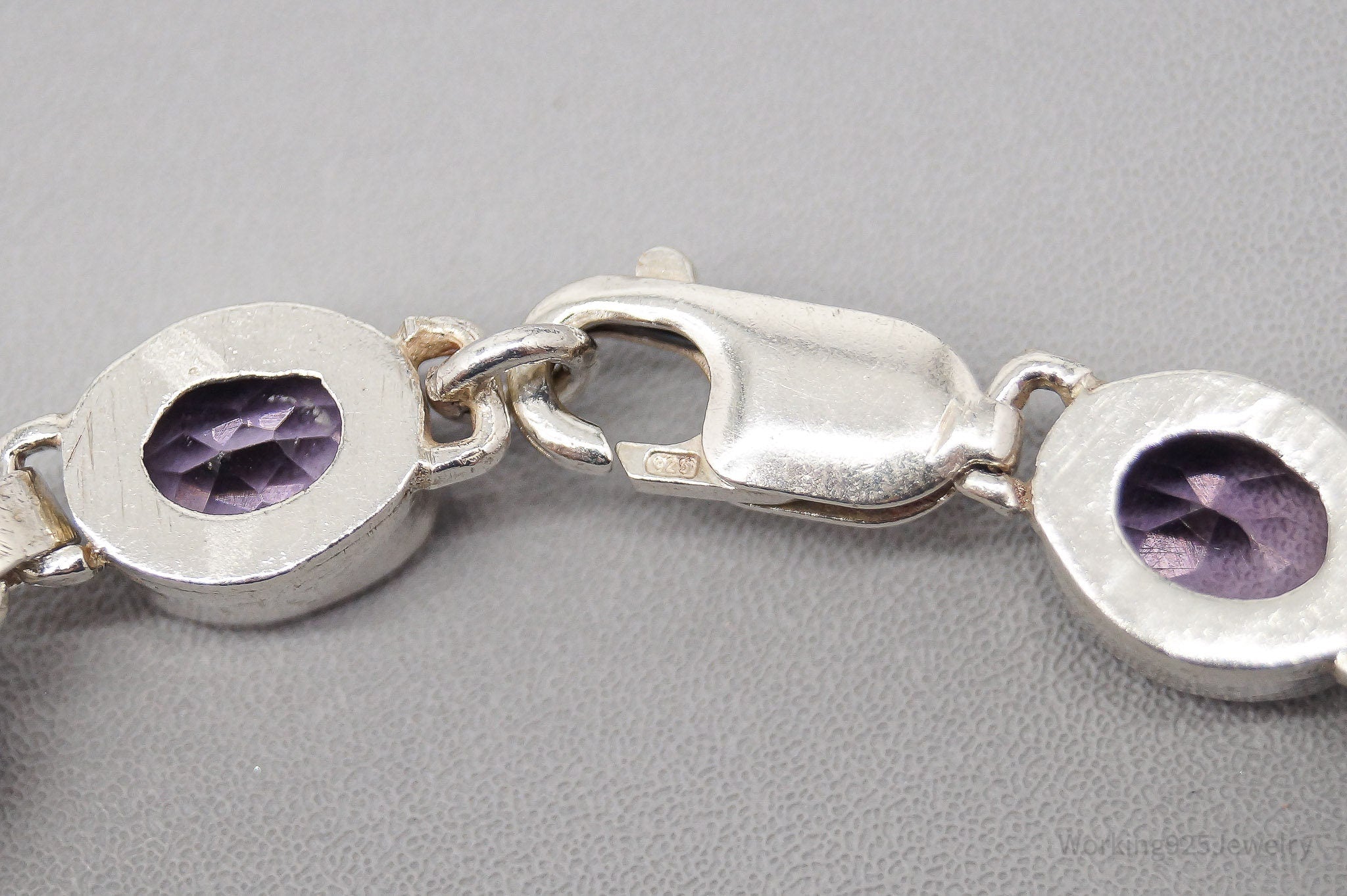 Vintage Purple Amethyst Sterling Silver Bracelet - 6 7/8"